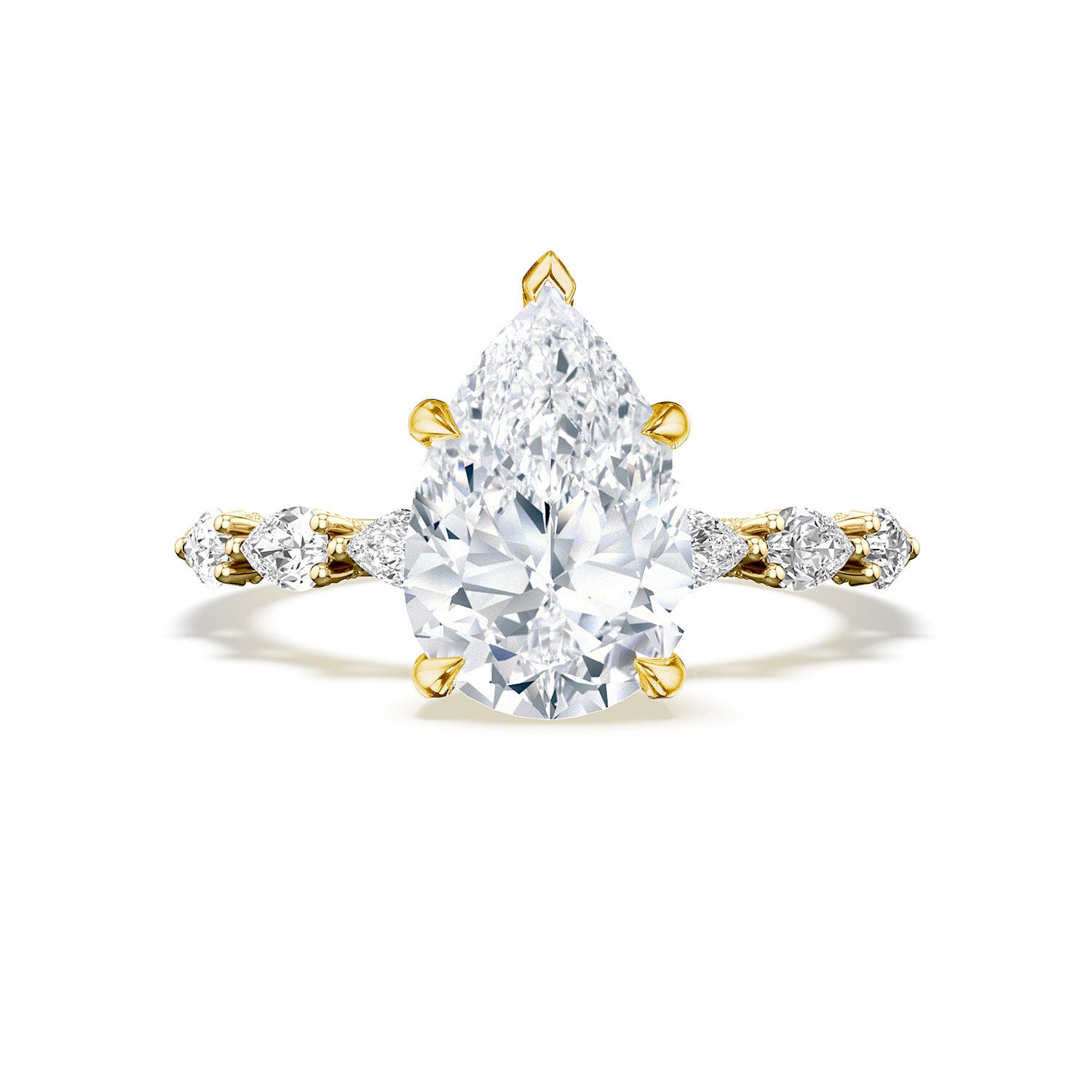 18KY Tacori Sculpted Crescent Pear Solitaire Engagement Ring