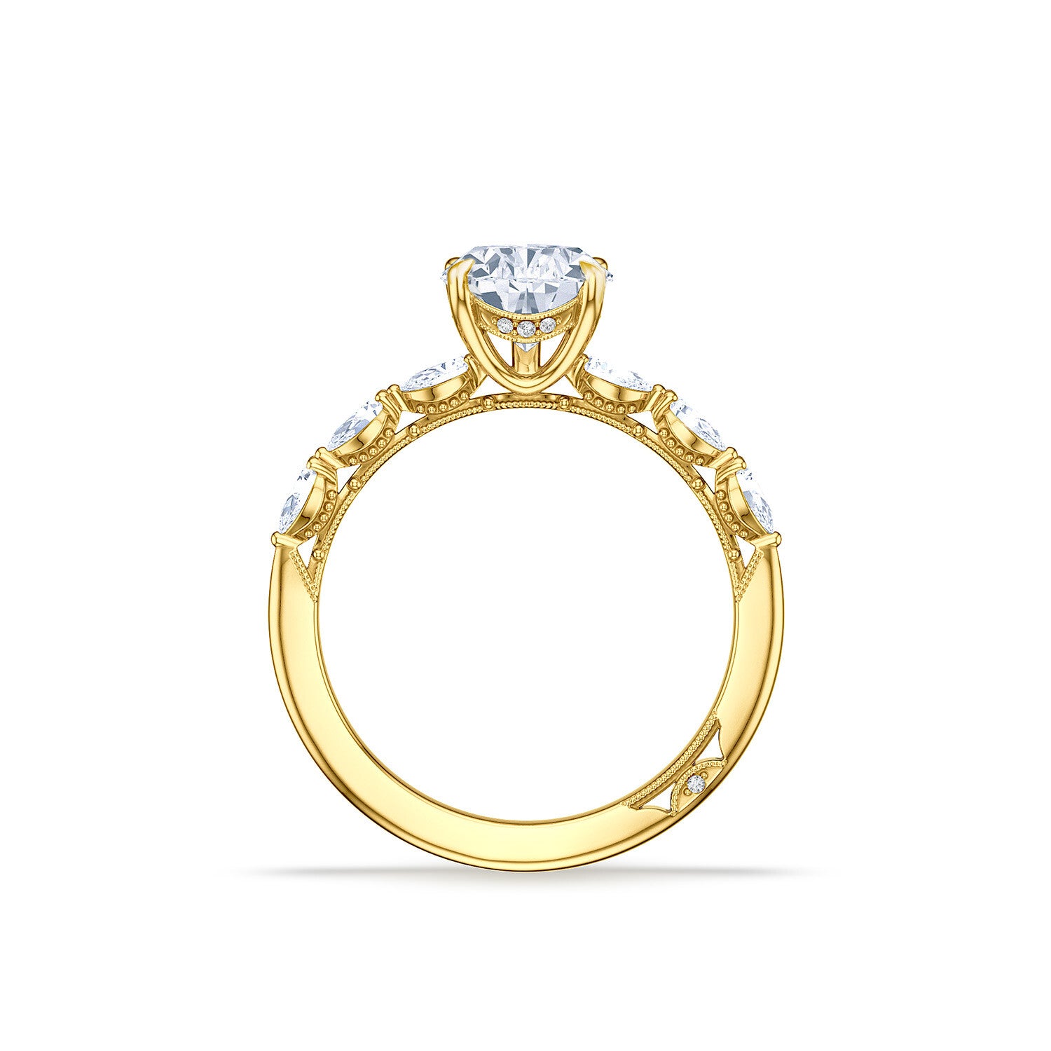 18KY Tacori Sculpted Crescent Pear Solitaire Engagement Ring