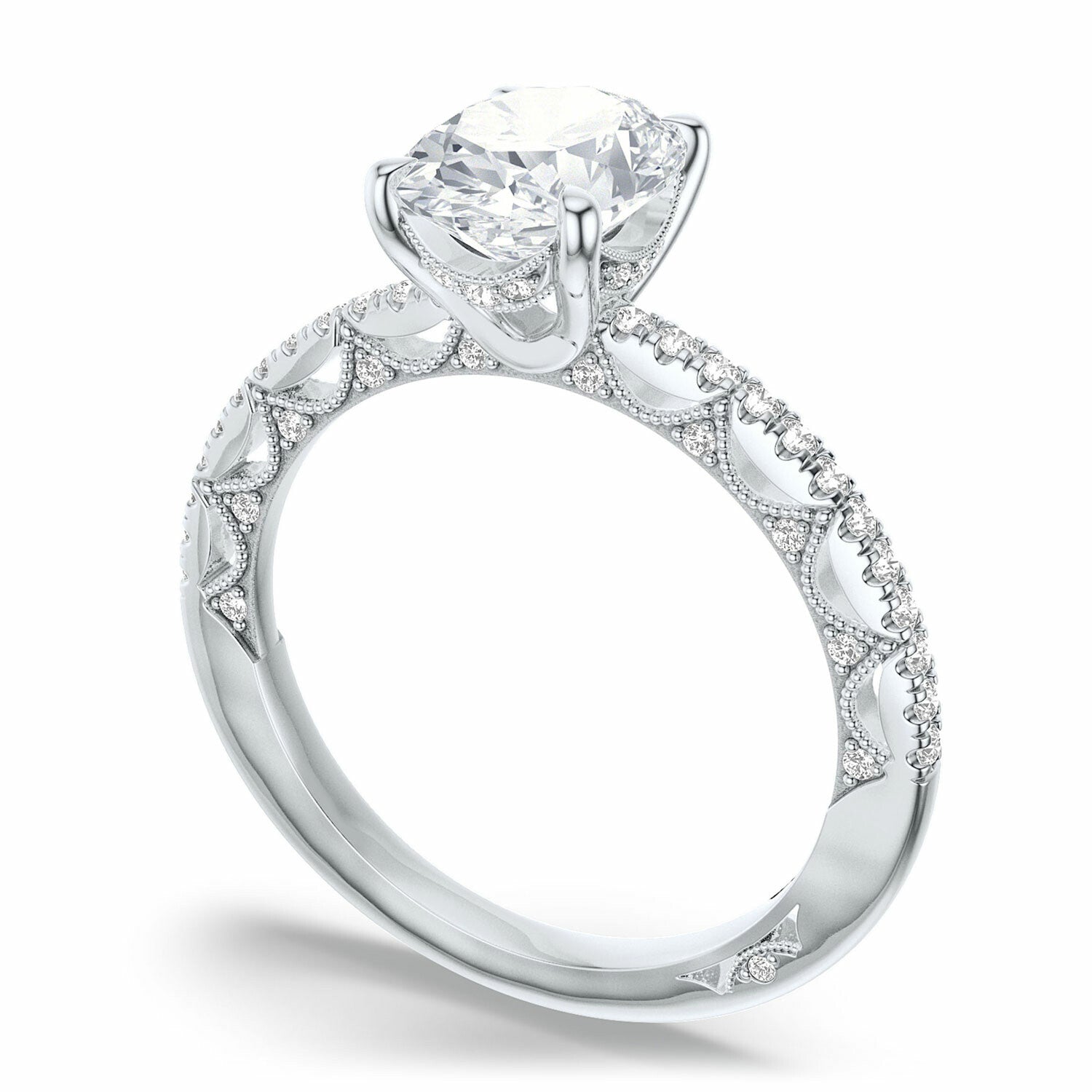 18KW Tacori Lunetta Crescent Oval Solitaire Engagement Ring