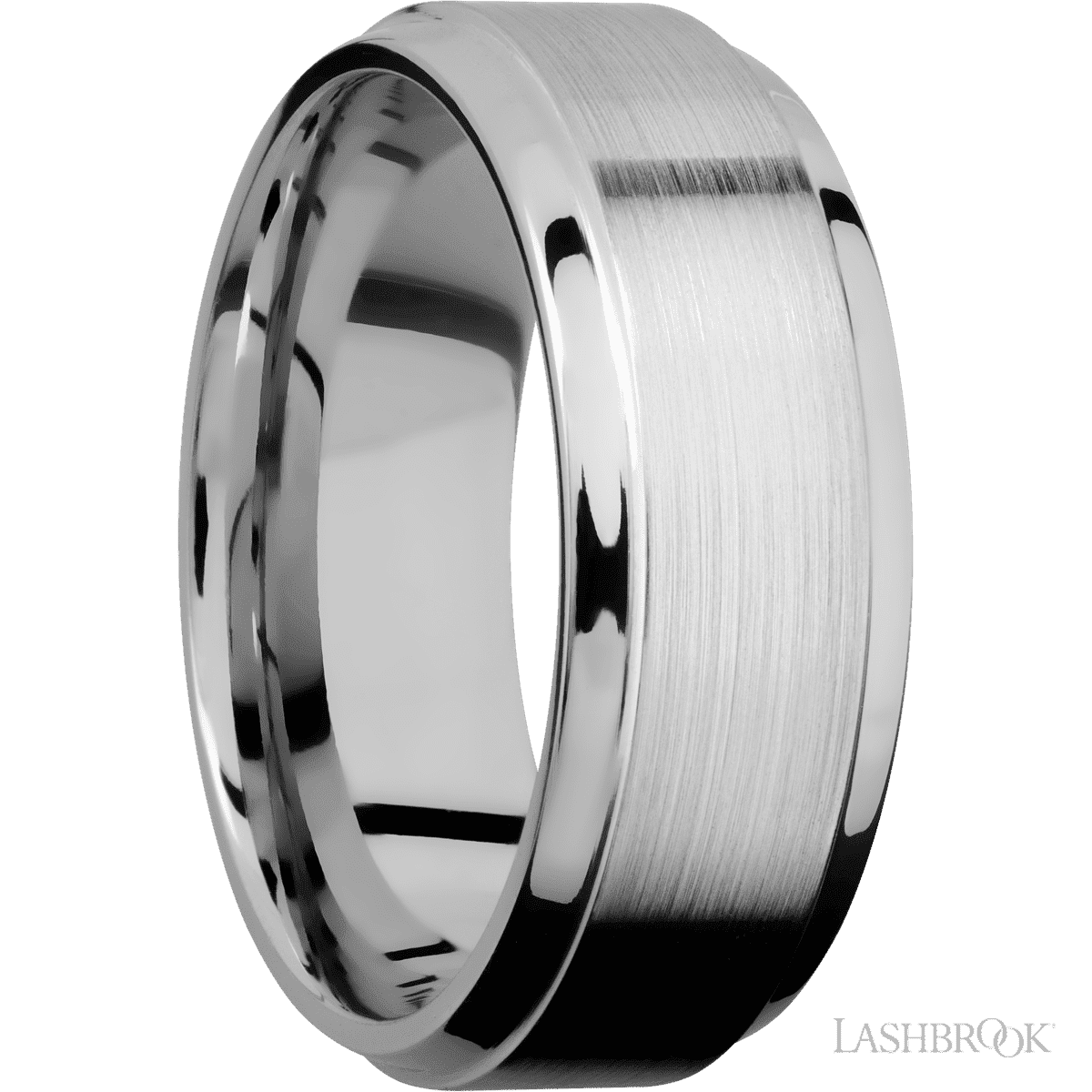 Lashbrook Cobalt Chrome 8mm Satin Flat Groove Wedding Band