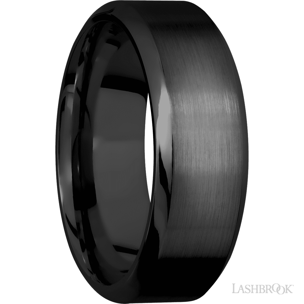 Lashbrook Zirconium 8mm High Bevel Satin Center Band