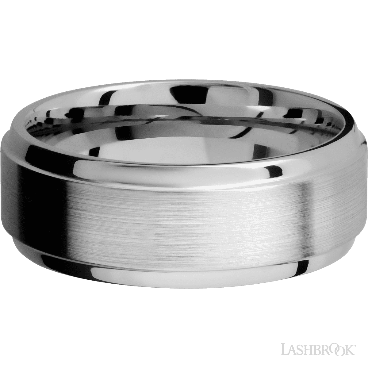 Lashbrook Cobalt Chrome 8mm Satin Flat Groove Wedding Band