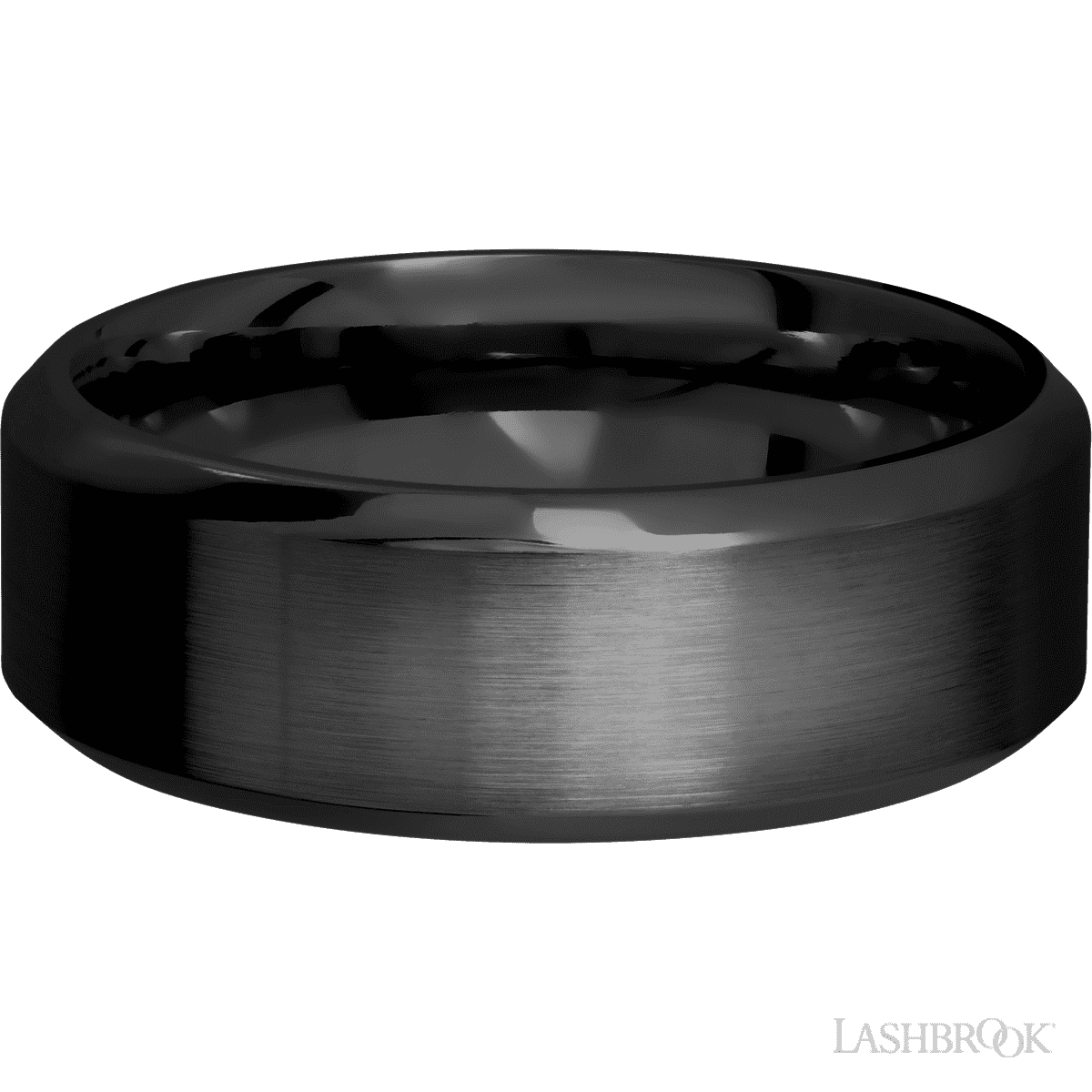Lashbrook Zirconium 8mm High Bevel Satin Center Band