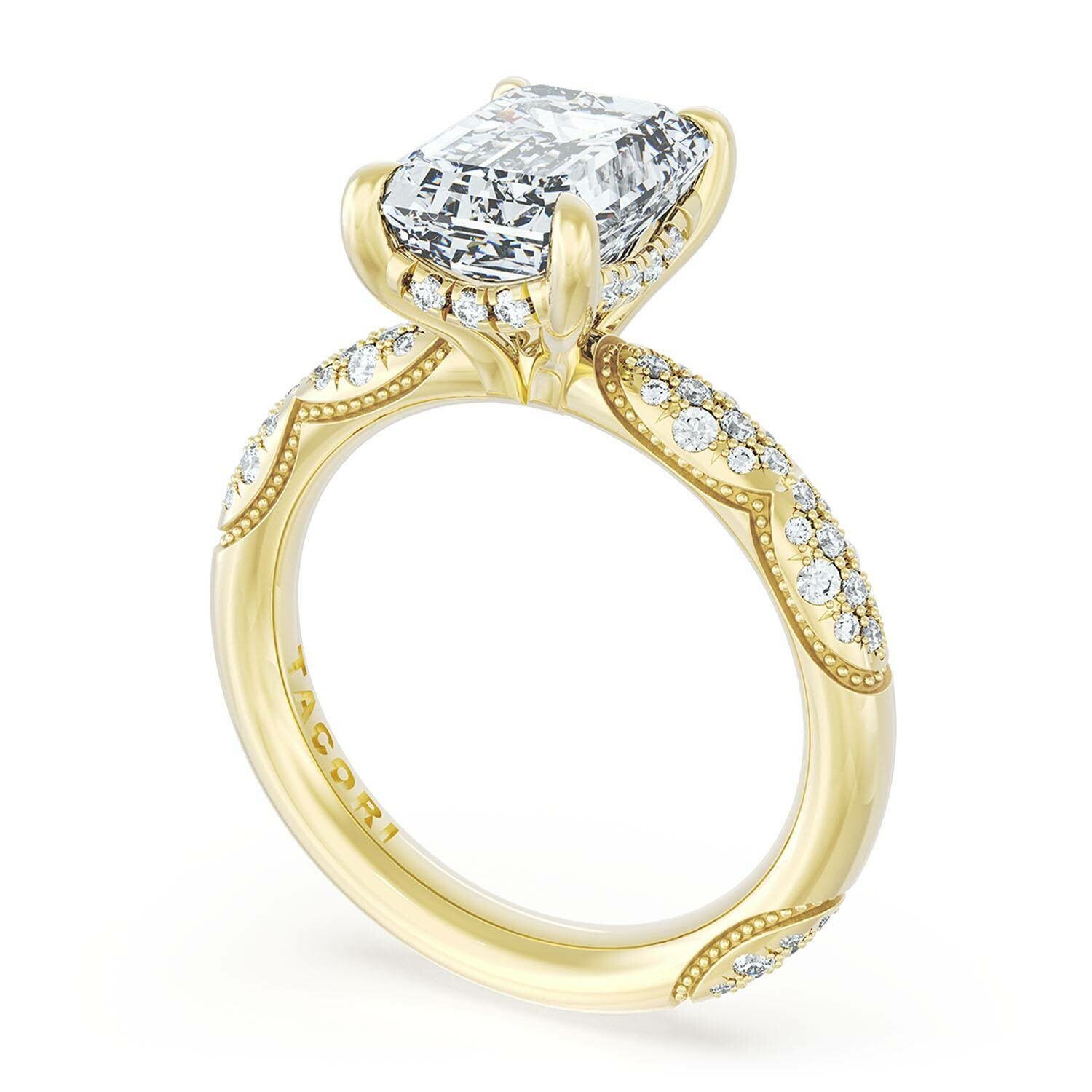 18KY Tacori Founder's Collection Emerald Bloom Engagement Ring