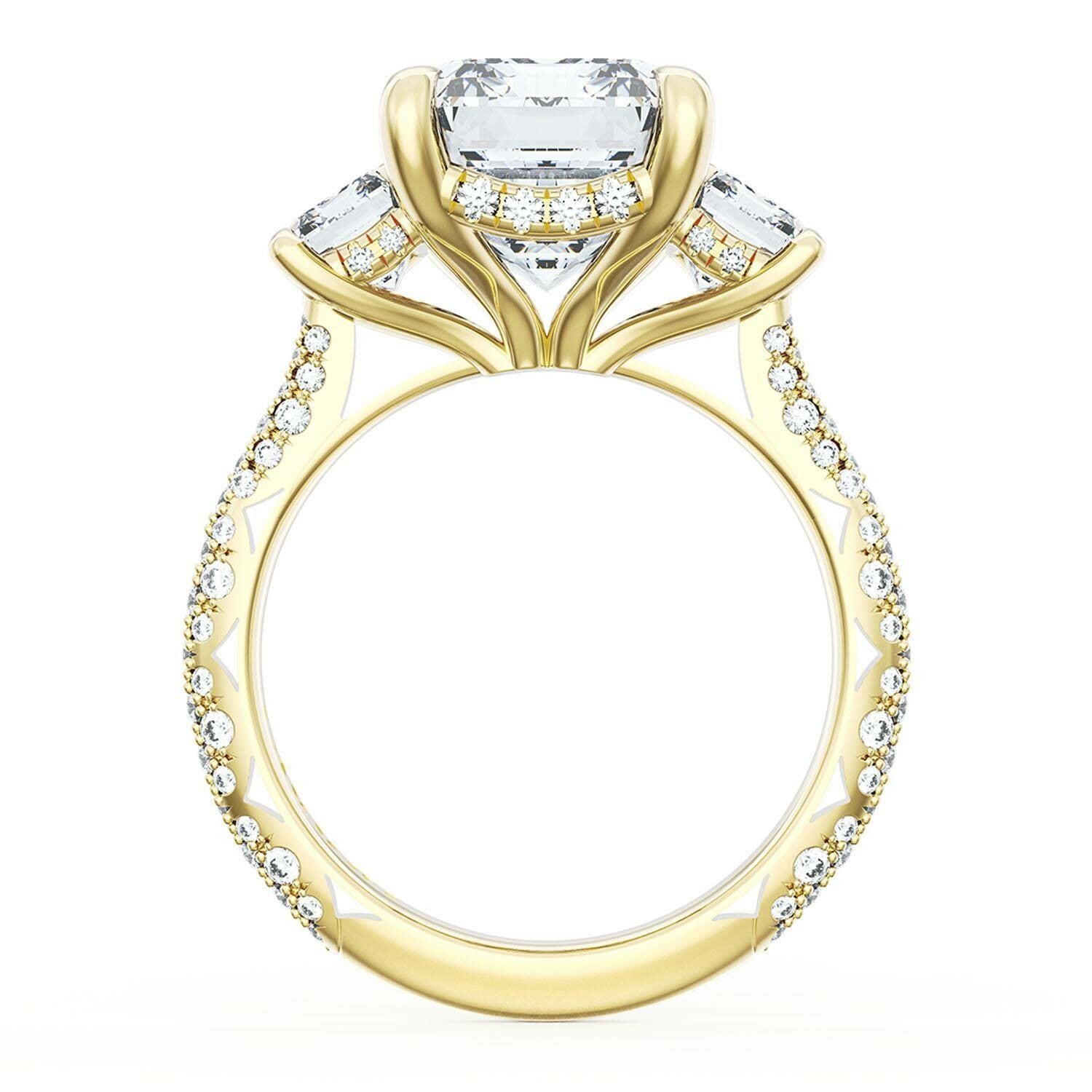 18KY Tacori Founder's Collection Emerlad Cut Three Stone Engagement Ring