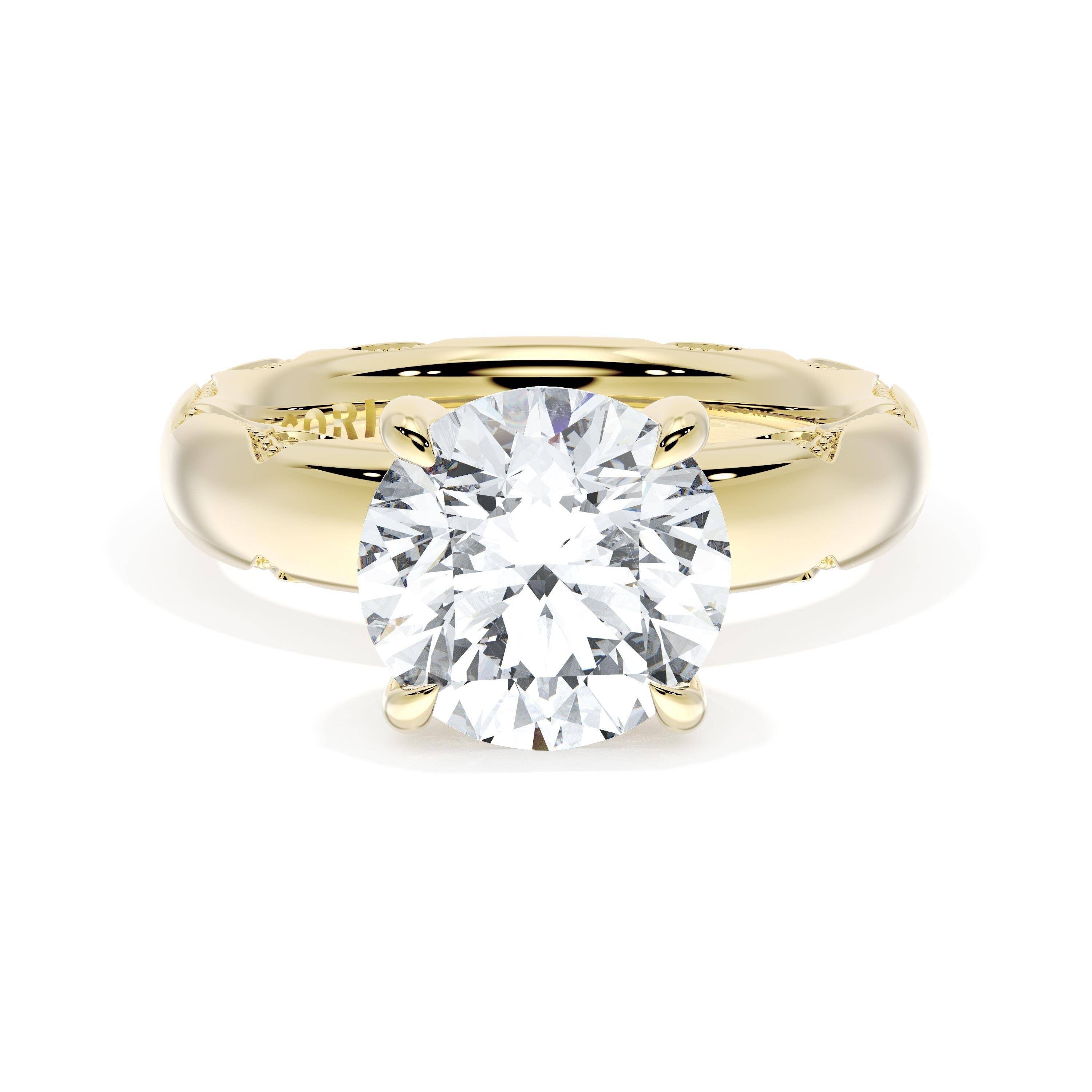 18KY Tacori Founder's Collection Round Solitaire Cigar Engagement Ring