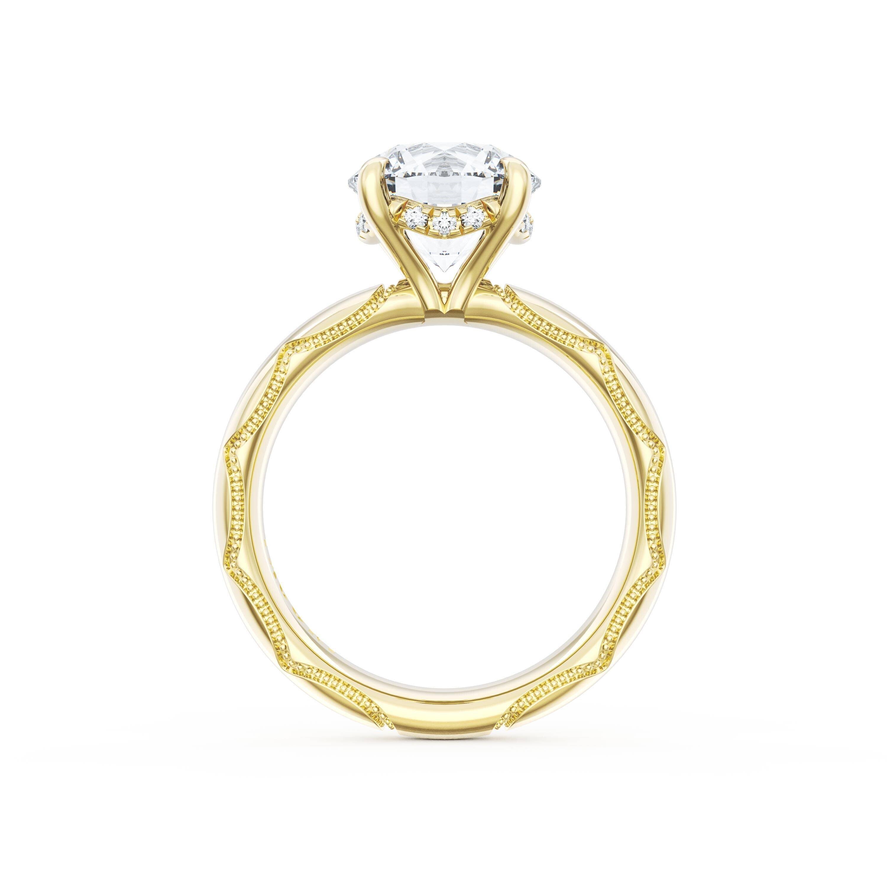 18KY Tacori Founder's Collection Round Solitaire Cigar Engagement Ring