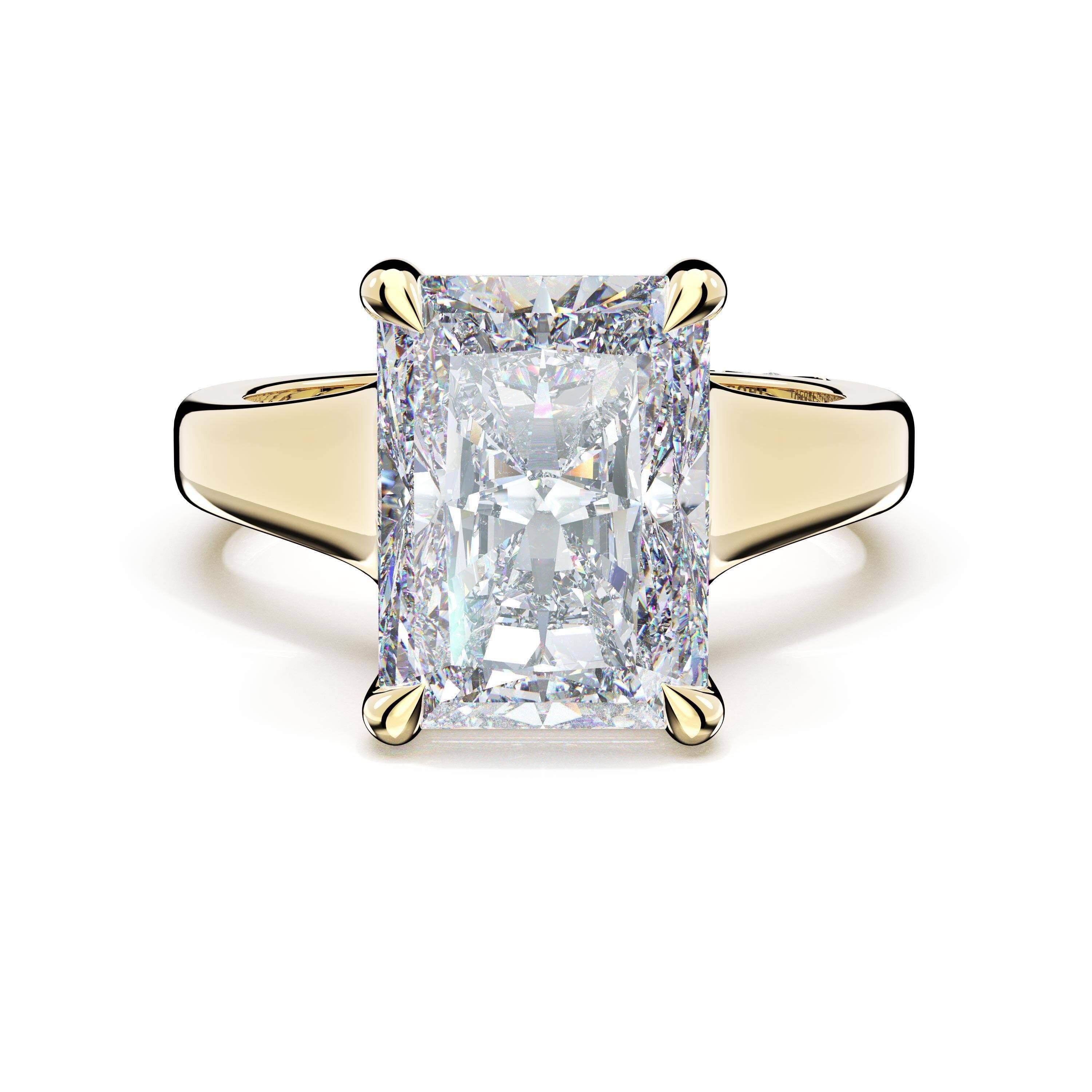 14KY Tacori Founder's Collection Wide Band Solitaire Engagement Ring with 3.08ct Cushion Lab Grown Diamond