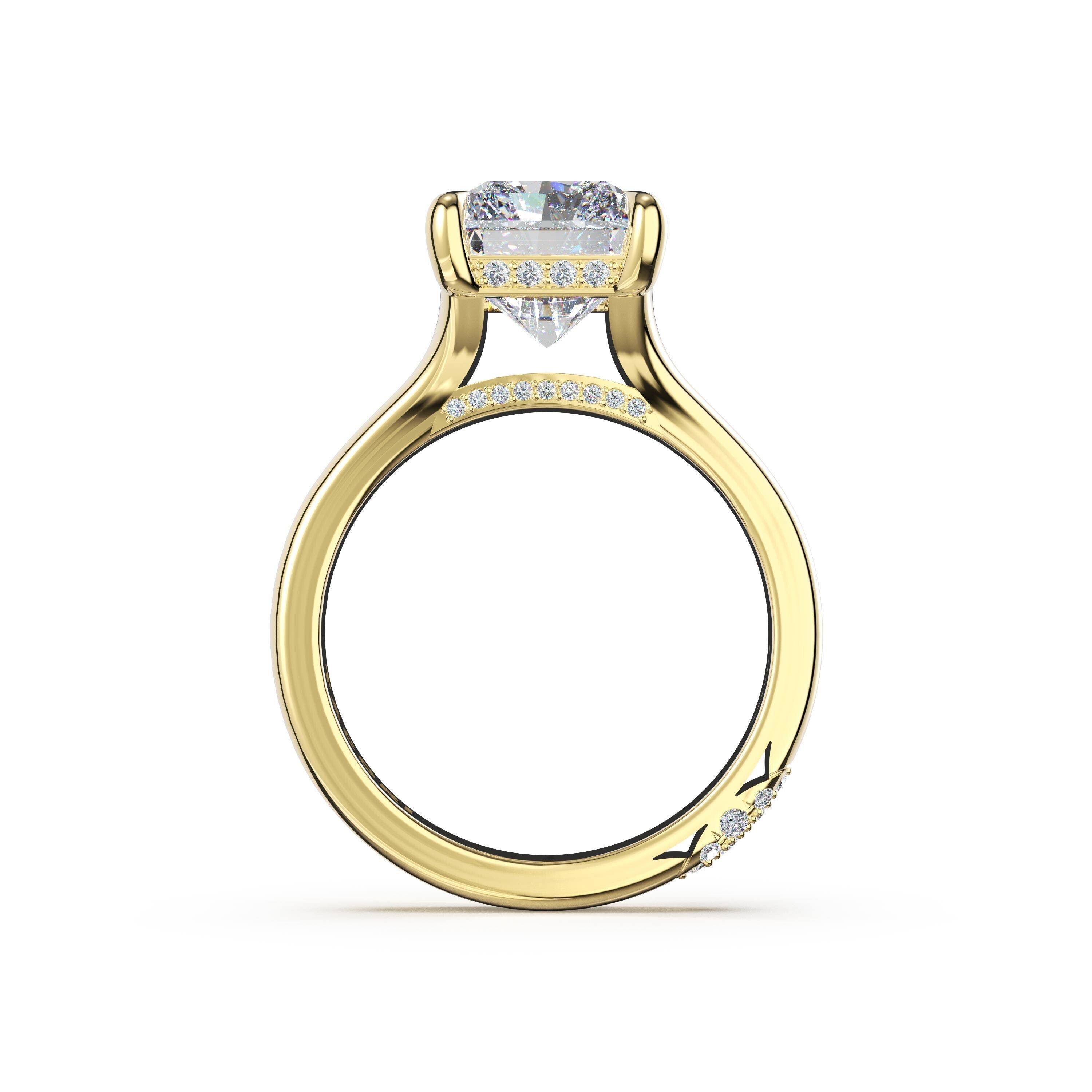 14KY Tacori Founder's Collection Wide Band Solitaire Engagement Ring with 3.08ct Cushion Lab Grown Diamond