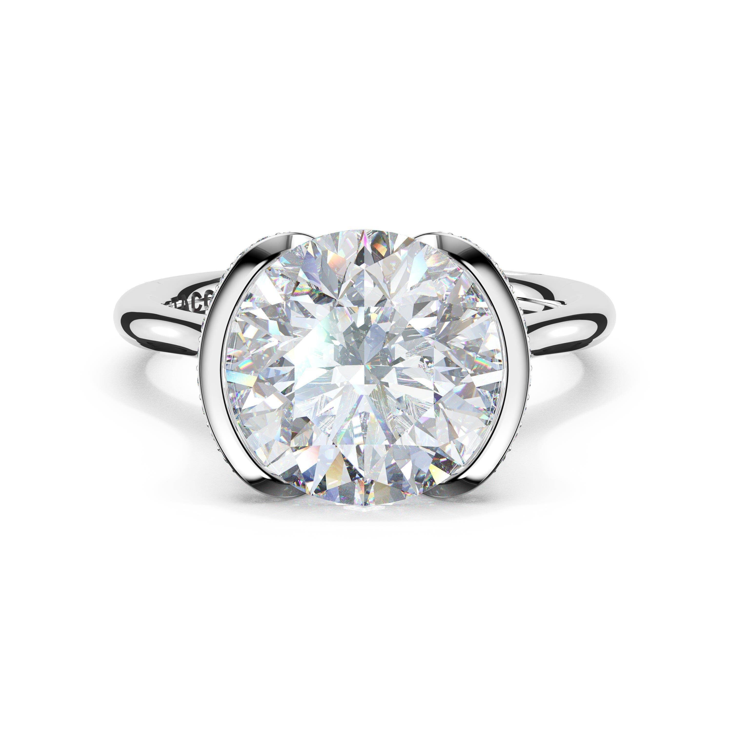 14KW Tacori Founder's Collection Semi Bezel Engagement Ring with 2.01ct Round Lab Grown Diamond