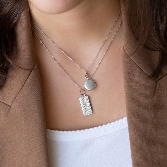 Sterling Silver Slim Round "Nan" Locket Necklace