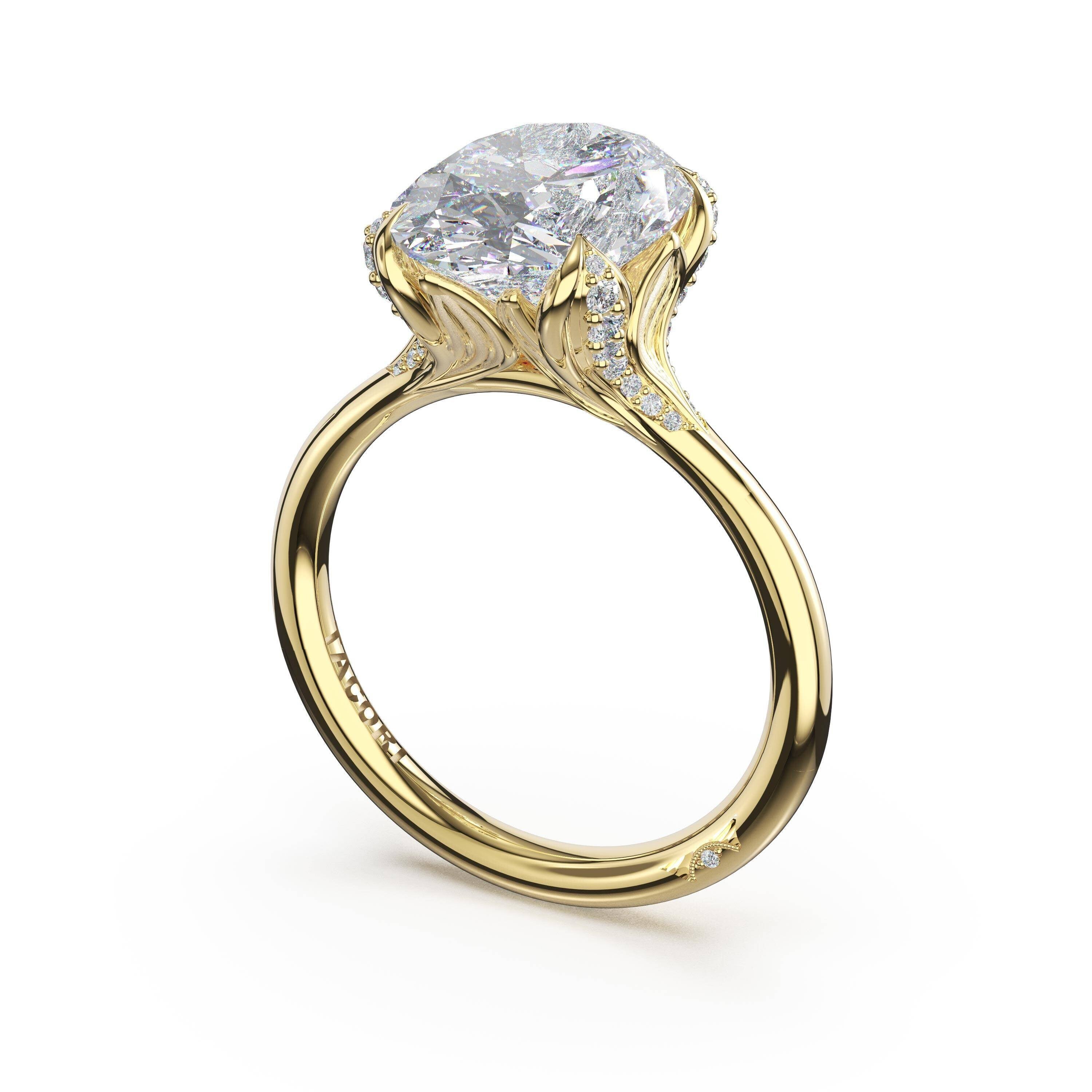 14KY Tacori Sculpted Crescent Petal Engagement Ring with 3.56ct Oval Lab Grown Diamond