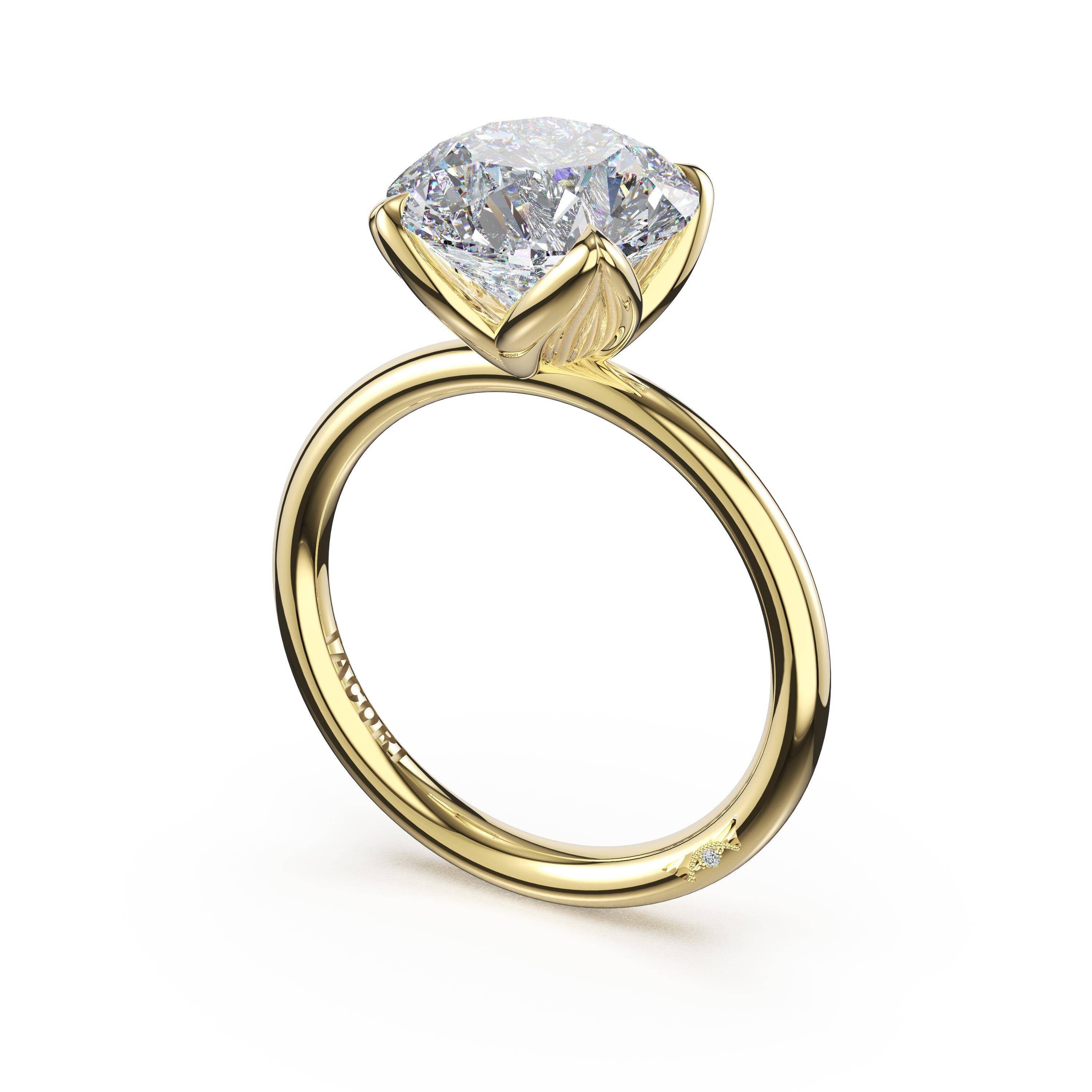 14KY Tacori Sculpted Crescent Engagement Ring with 2.52ct Round Lab Grown Diamond