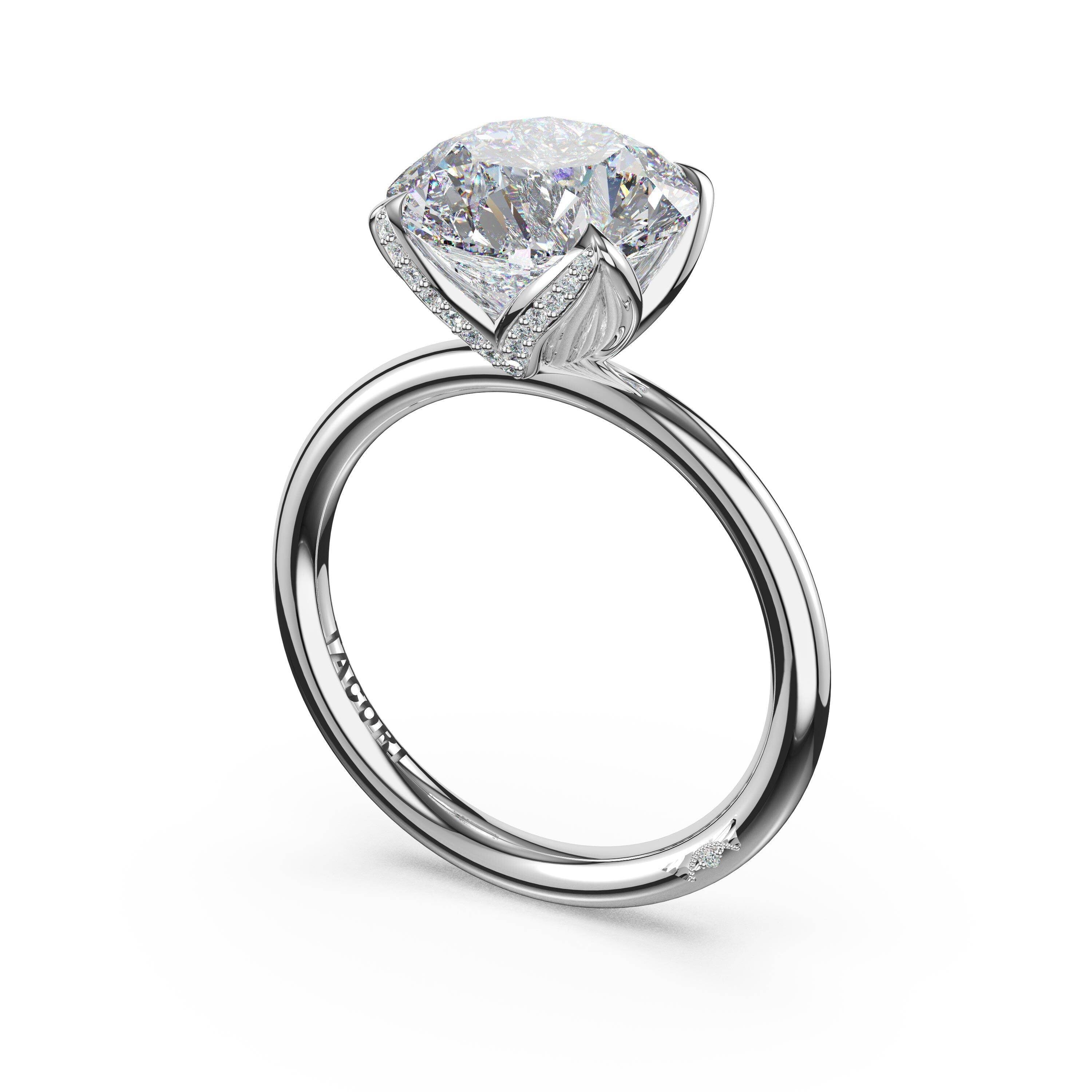 14KW Tacori Sculpted Crescent Engagement Ring with 2.01ct Round Lab Grown Diamond