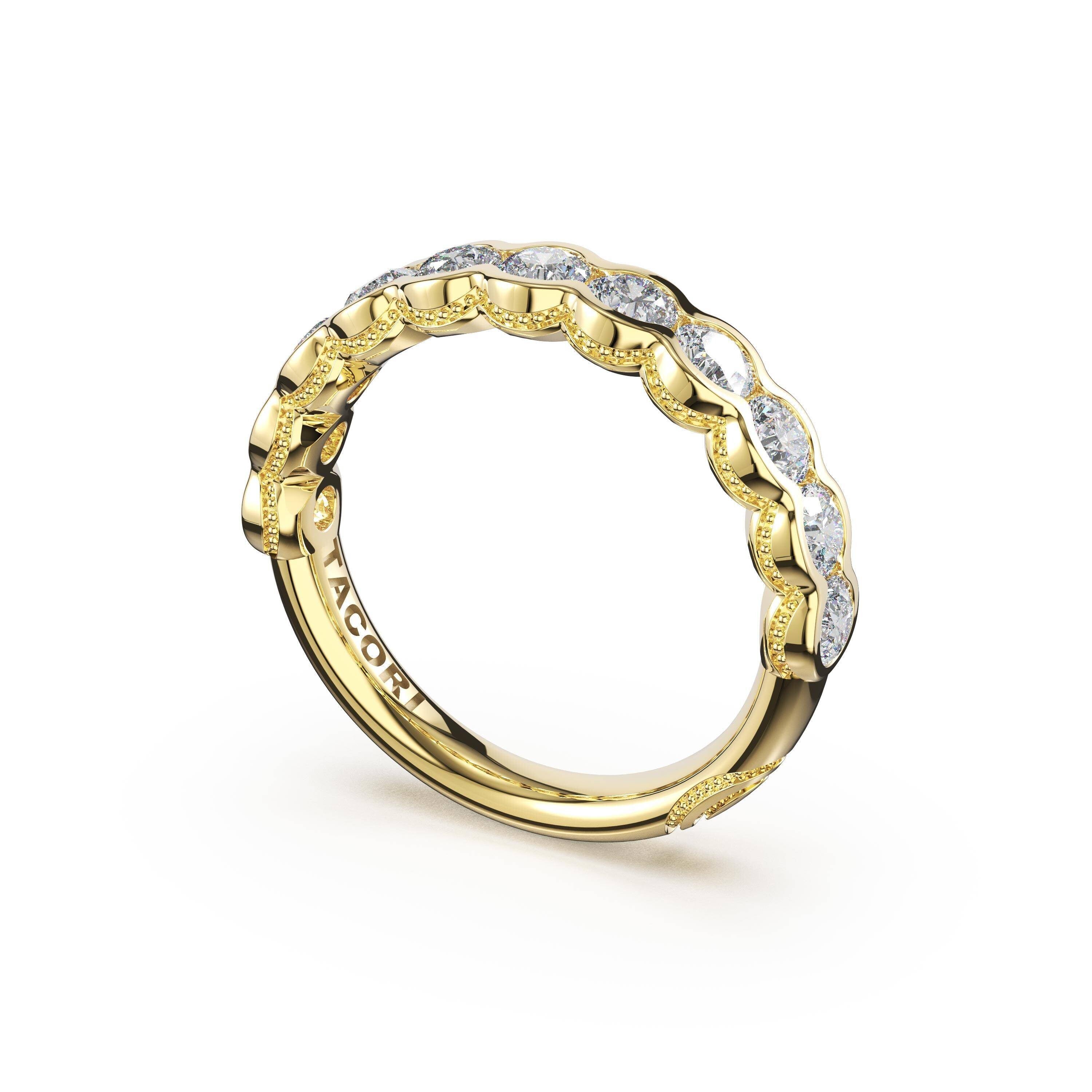 14KY Tacori Founder's Collection Round Semi-Bezel Wedding Band