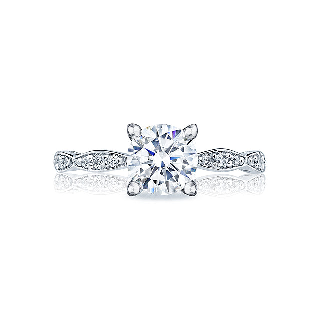18KW Sculpted Crescent Round Solitaire Engagement Ring