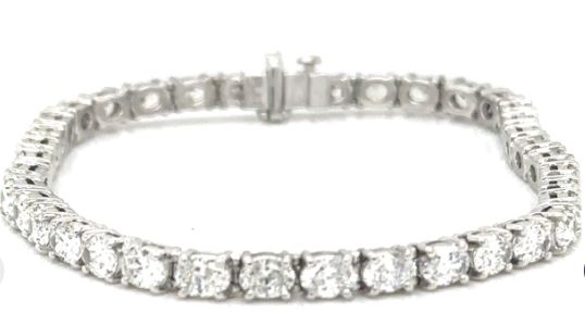 Platinum Oval East/West Diamond Line Bracelet