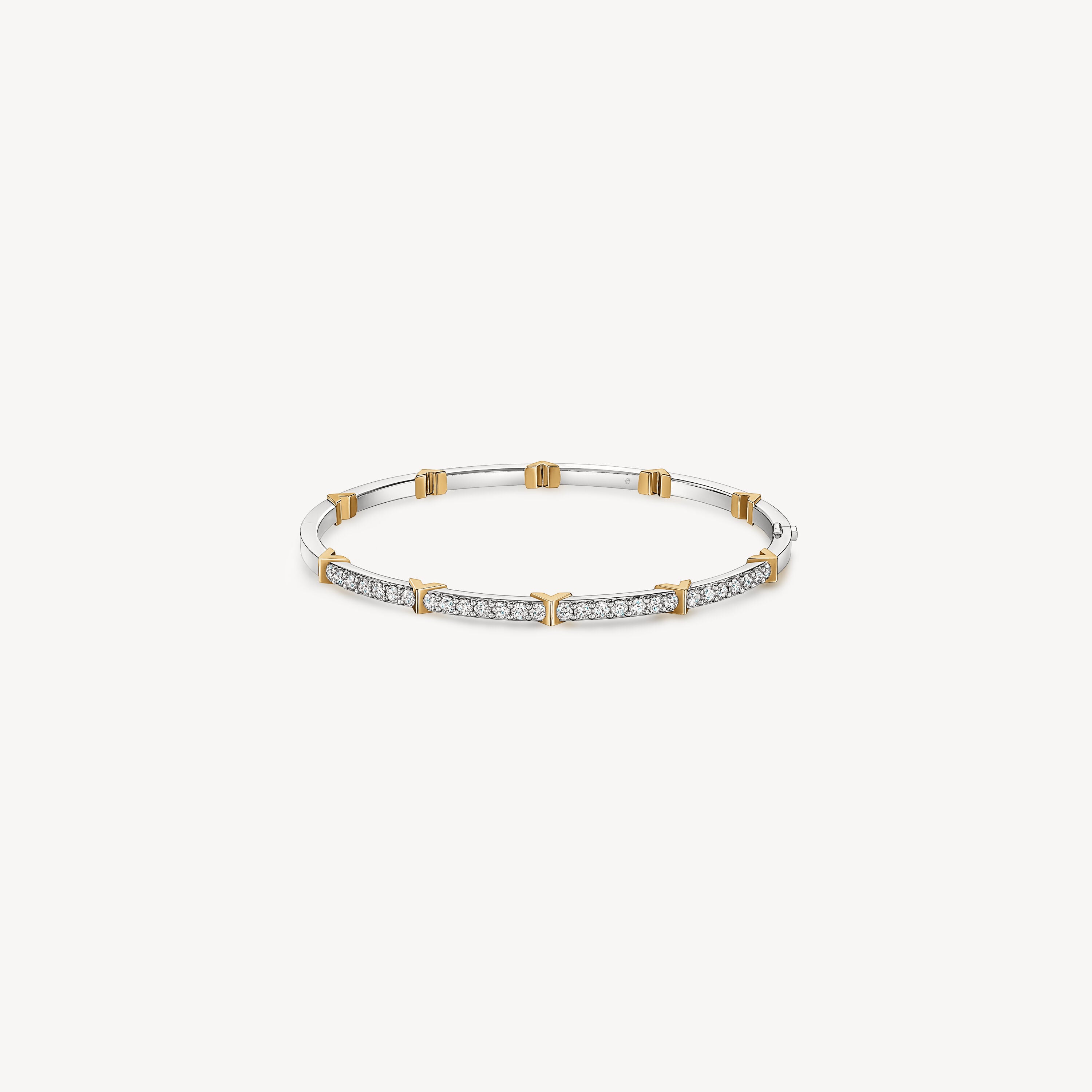 18KW/Y Hearts On Fire Copley Half Pave Diamond Bangle Bracelet