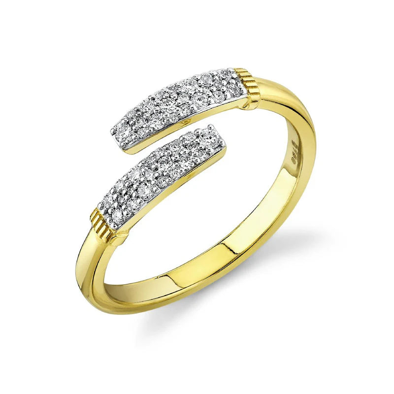 18KY Sloane Street Pave Diamond Bypass Ring