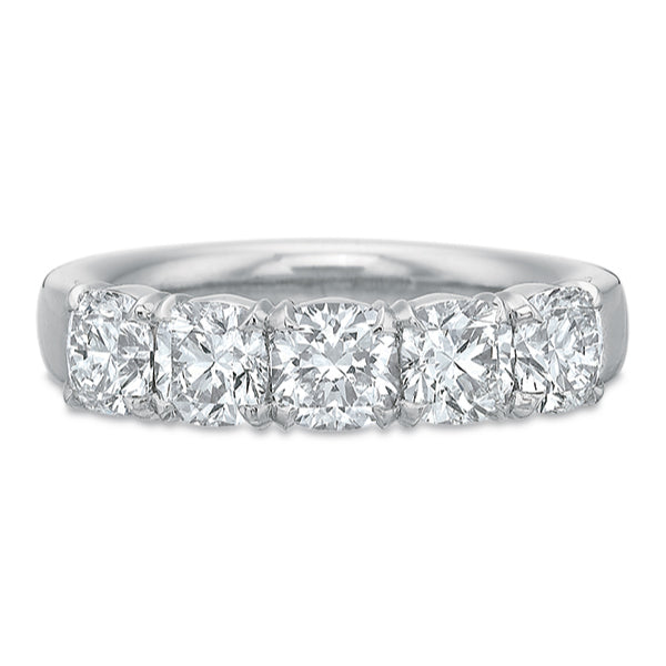 18KW Precision Set Silkfit 5-Stone Cushion Diamond Band