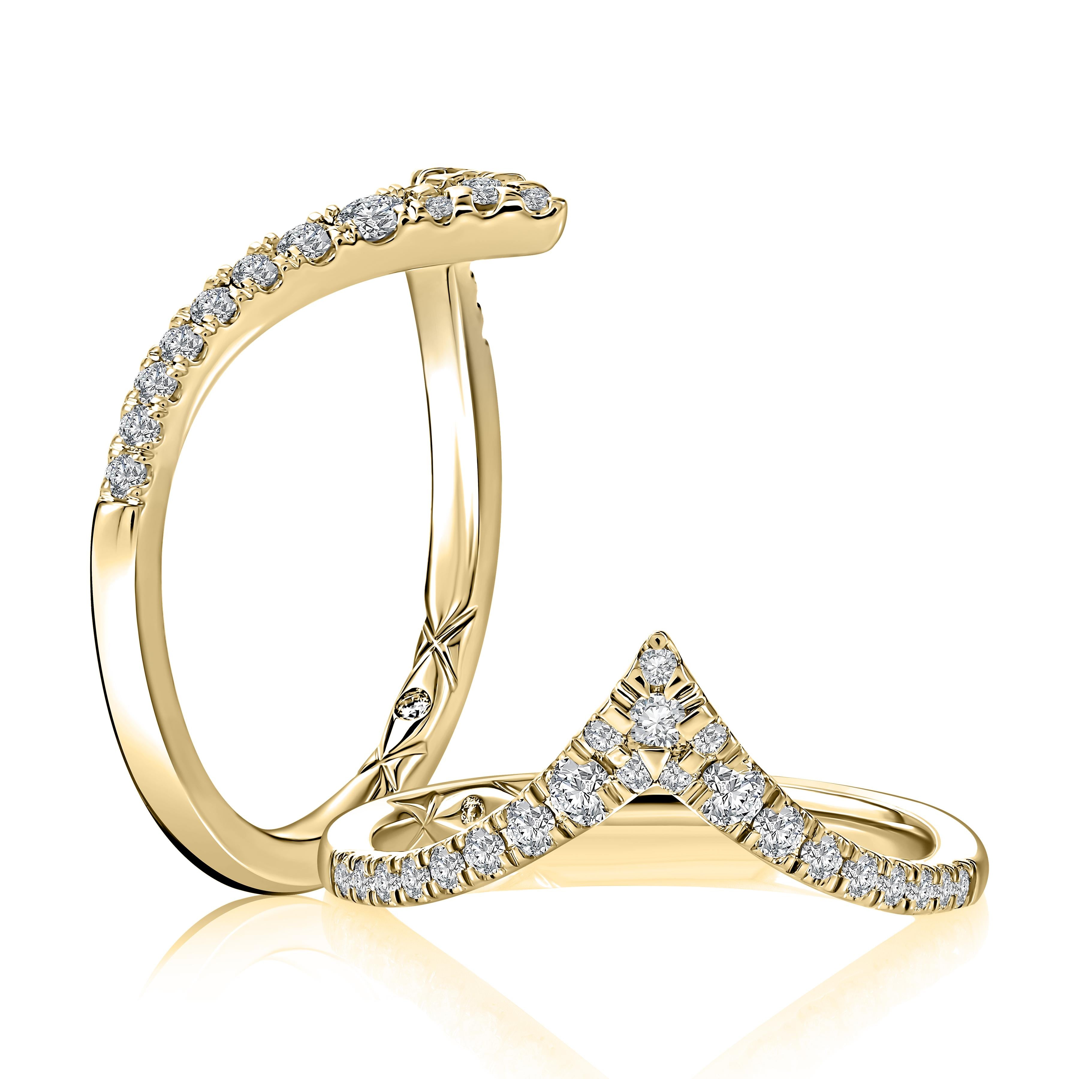 14KY A. Jaffe Diamond V Contour Wedding Band