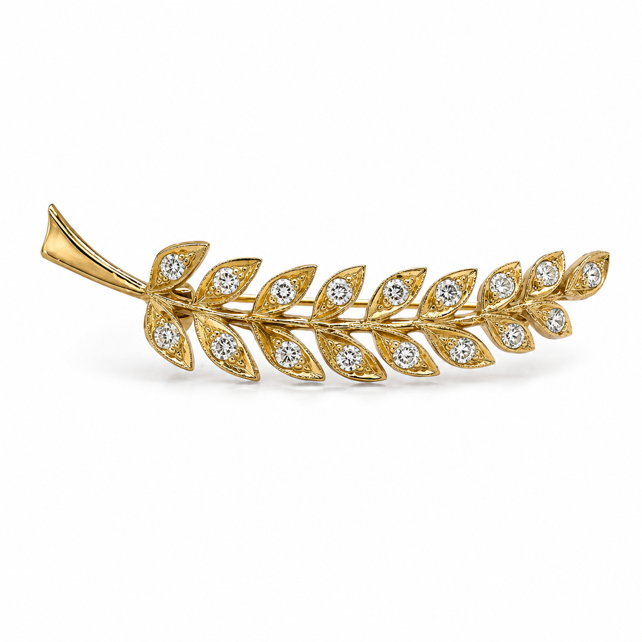 14KY Estate Leaf Pin with Diamond Accent