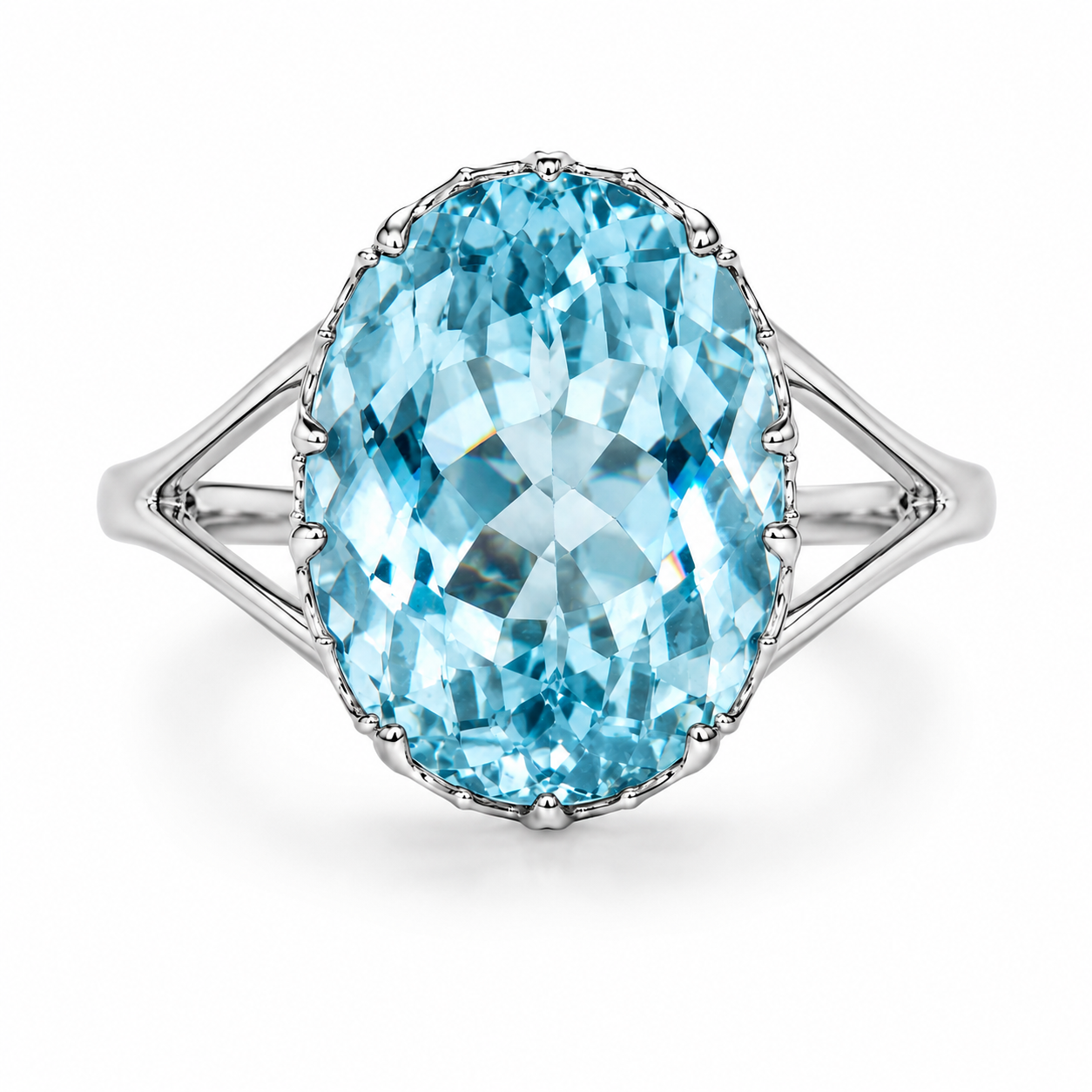 14KW Estate Aquamarine Statement Cocktail Ring