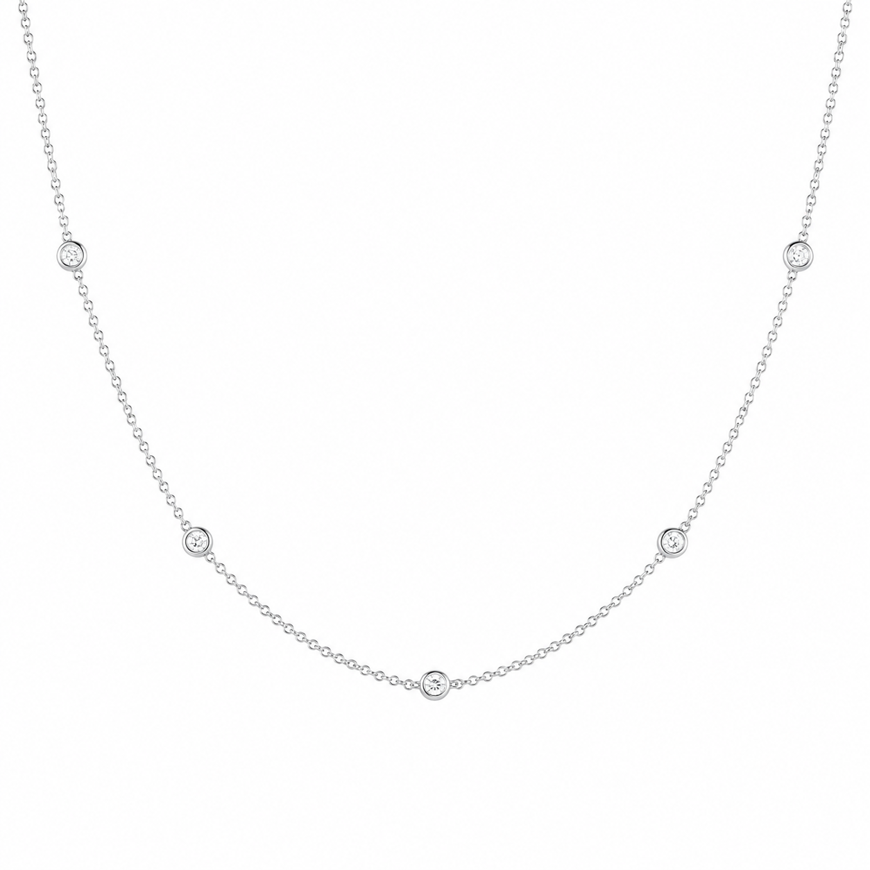 18KW Williams Signature Stationed Diamond Bezel Necklace