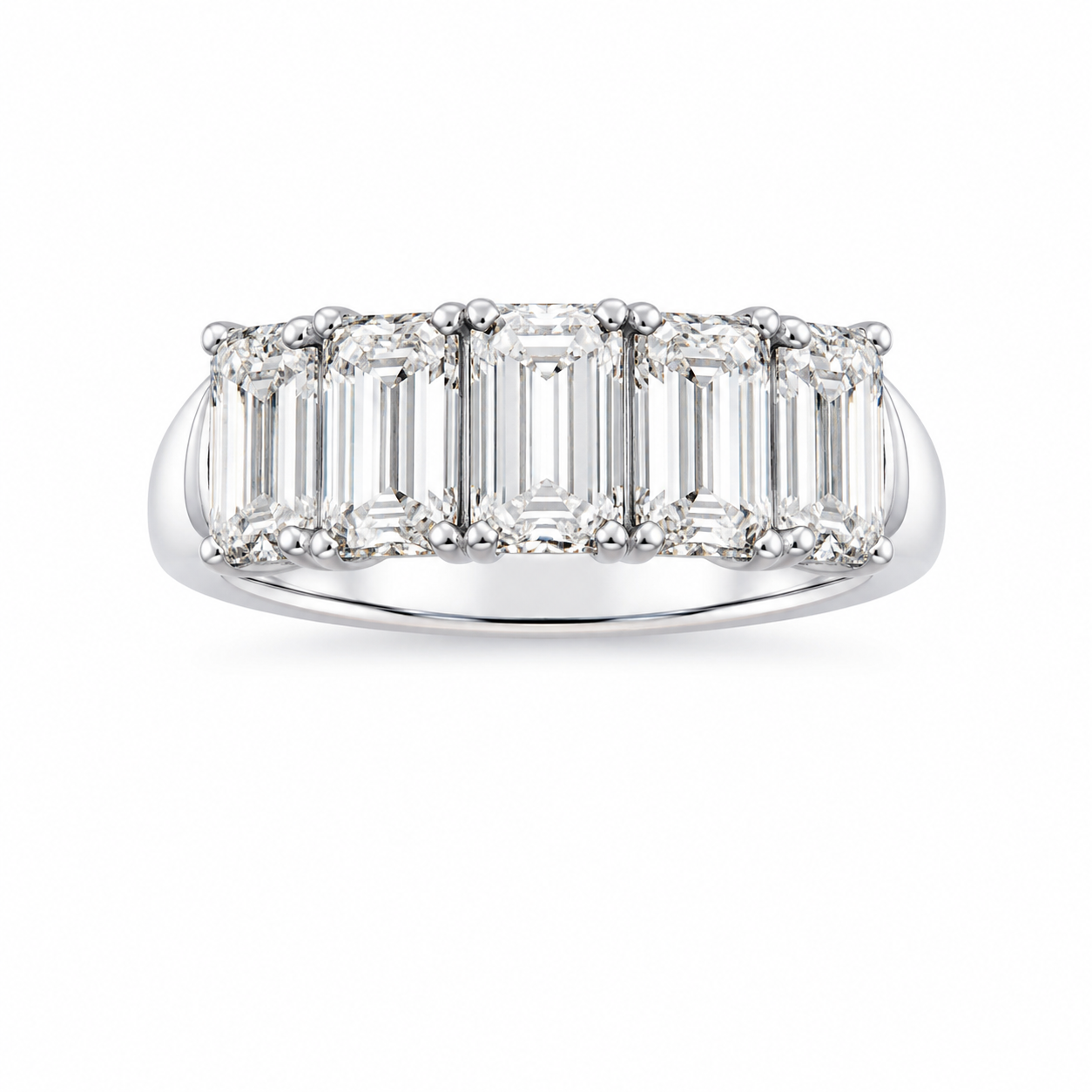 18KW Williams Signature Five Stone Lab Grown Emerald Cut Diamond Band