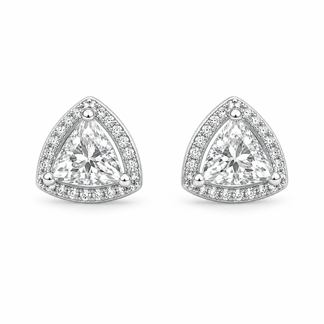 14KW Williams Signature Trillion Cut Diamond Studs with Halos