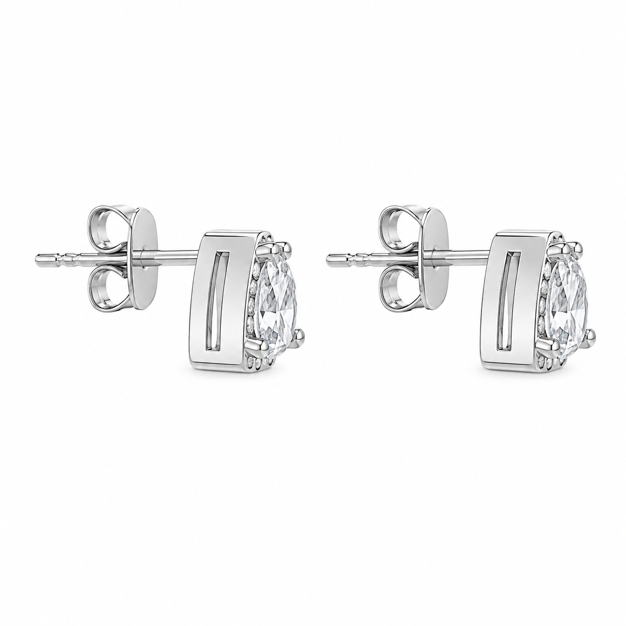14KW Williams Signature Trillion Cut Diamond Studs with Halos