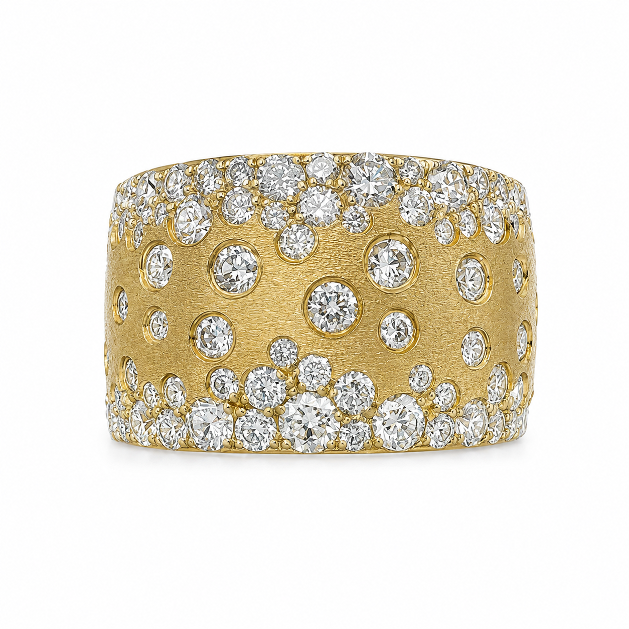 14K Green Gold Dilamani Flush Set Diamond Cigar Band