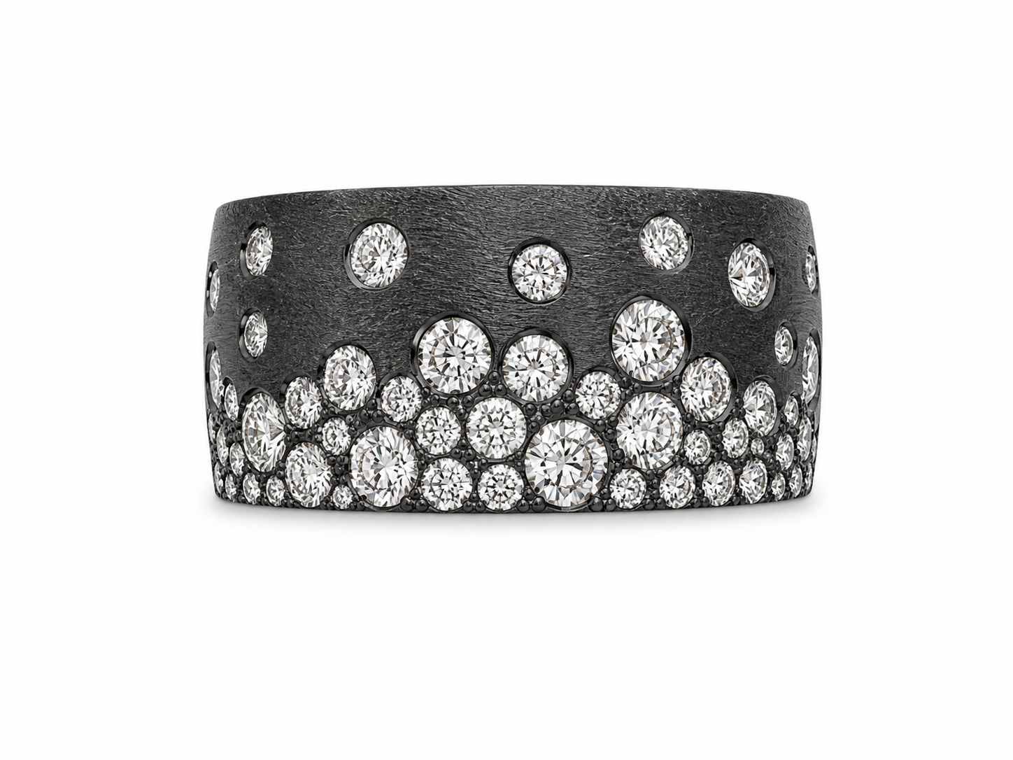 14KW Oxidized Dilamani Flush Set Diamond Cigar Band