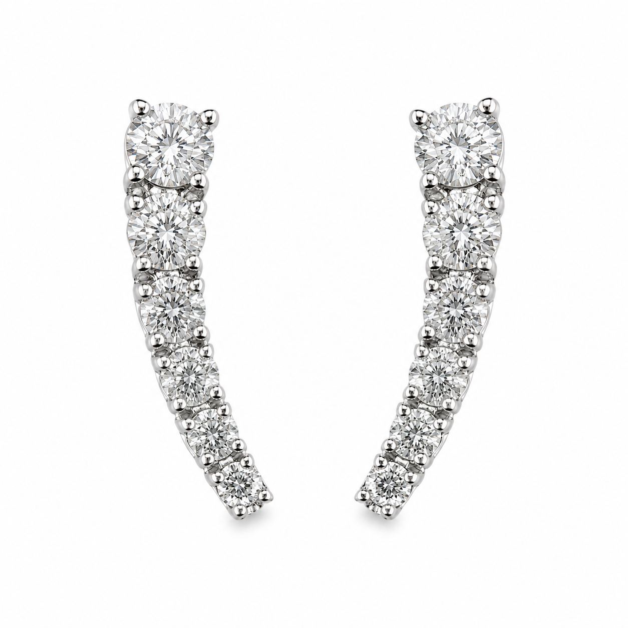 18KW Williams Signature Graduated Diamond Curved Line Earrings