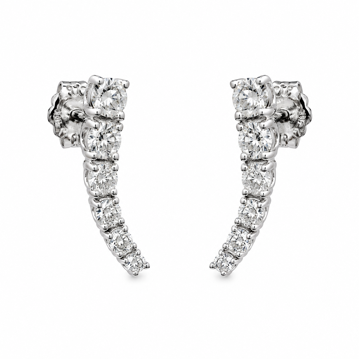 18KW Williams Signature Graduated Diamond Curved Line Earrings
