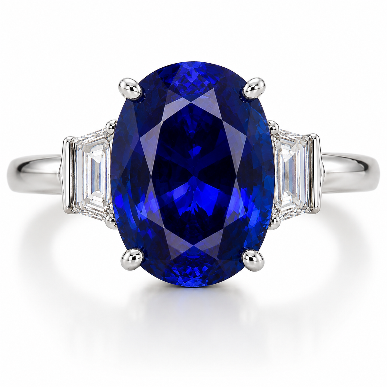 Platinum Williams Signature Ceylon Sapphire and Diamond Three Stone Ring