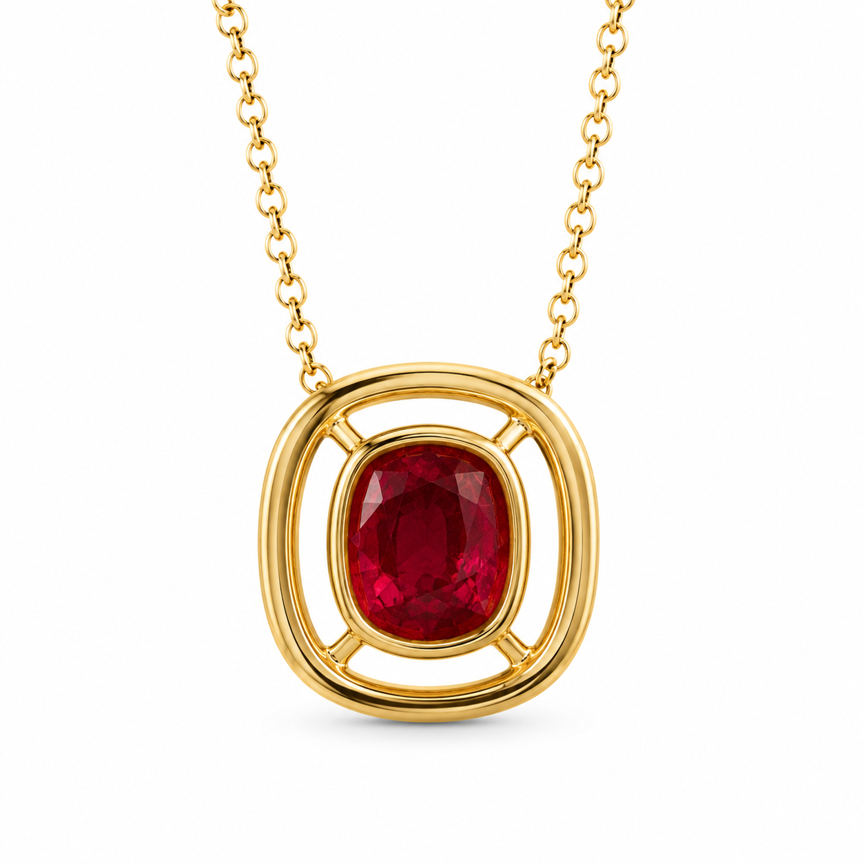 18KY One of a Kind Custom  Open Frame Ruby Pendant
