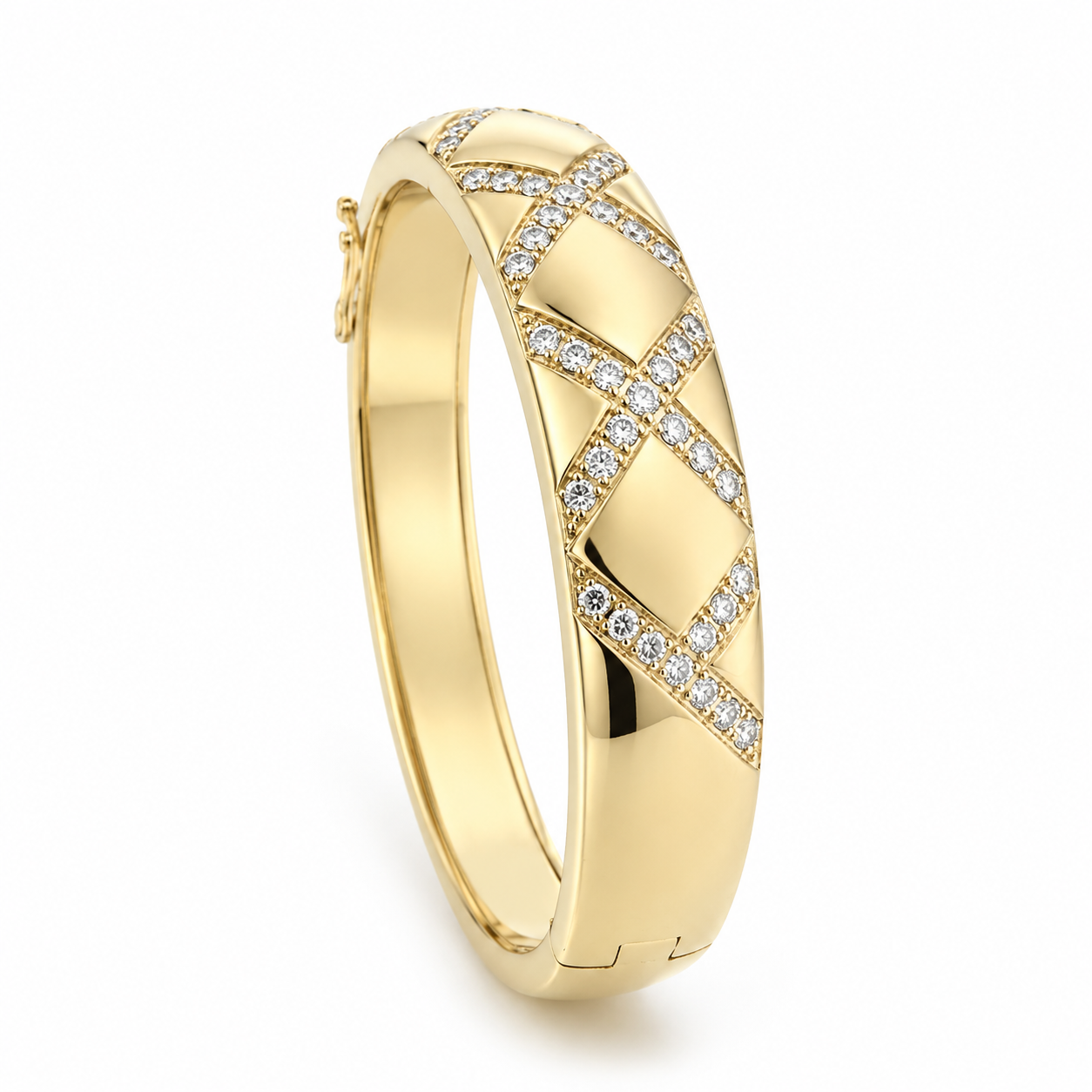 14KY Estate Diamond "X" Bangle Bracelet
