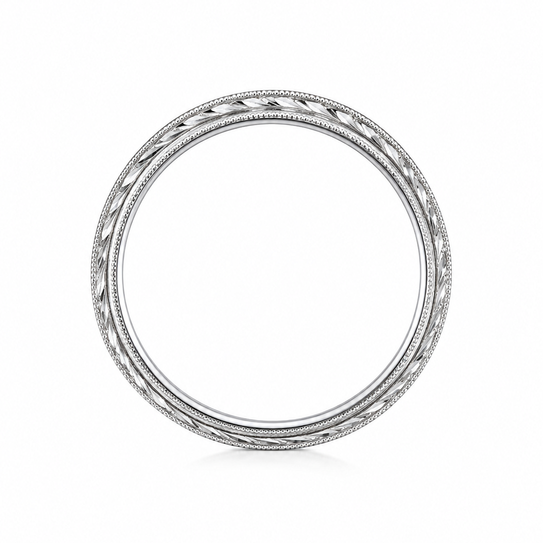 18KW Estate Eternity Engraved Wedding Band
