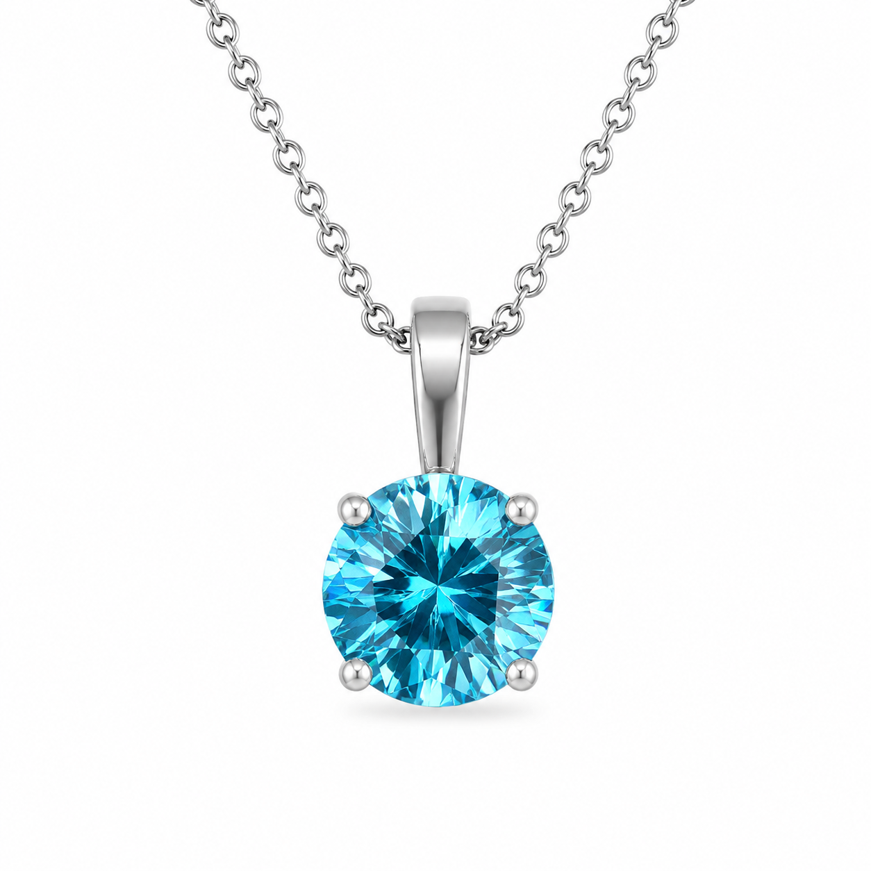14KW Estate Blue Zircon Solitaire Pendant