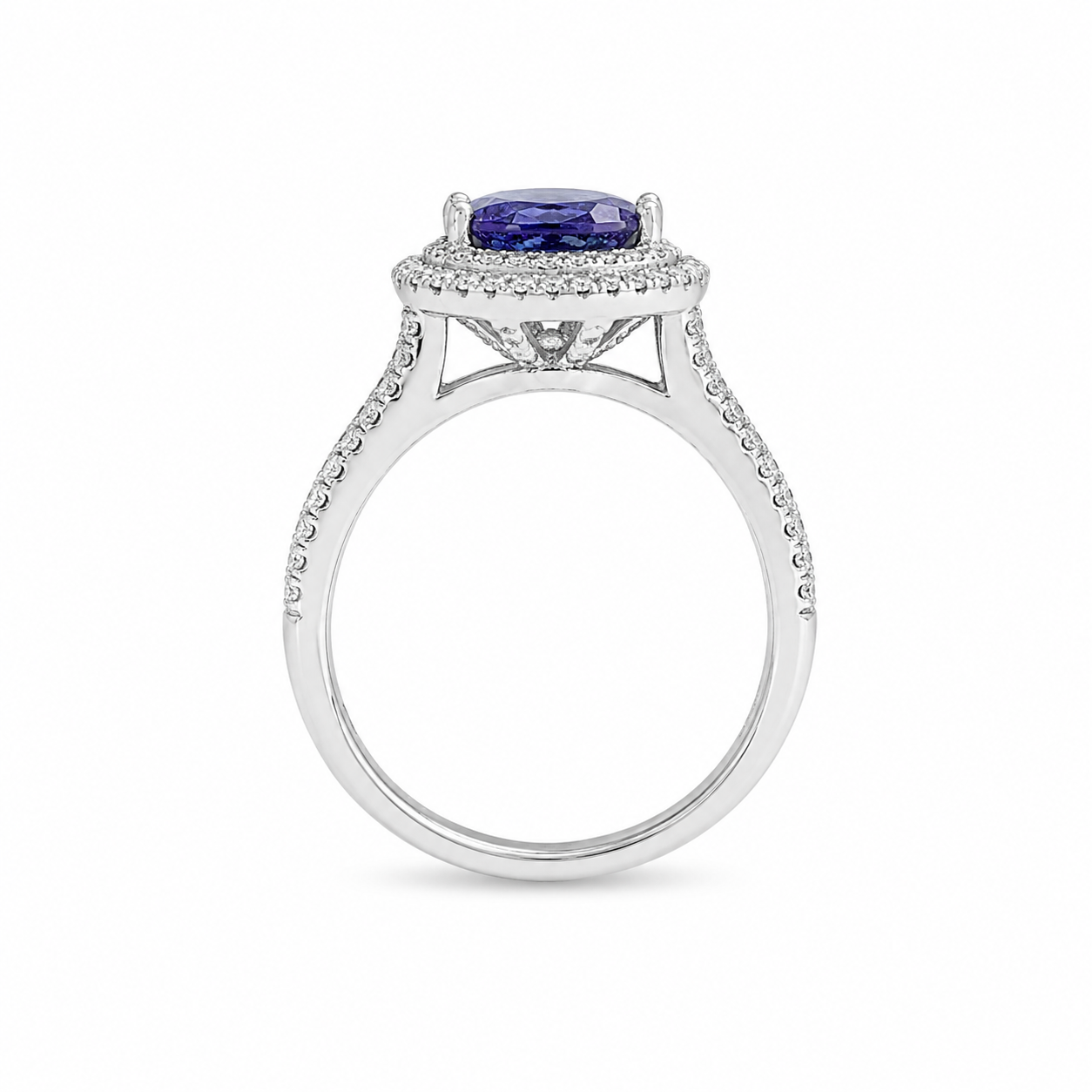 14KW Estate Tanzanite Ring with Double Halo