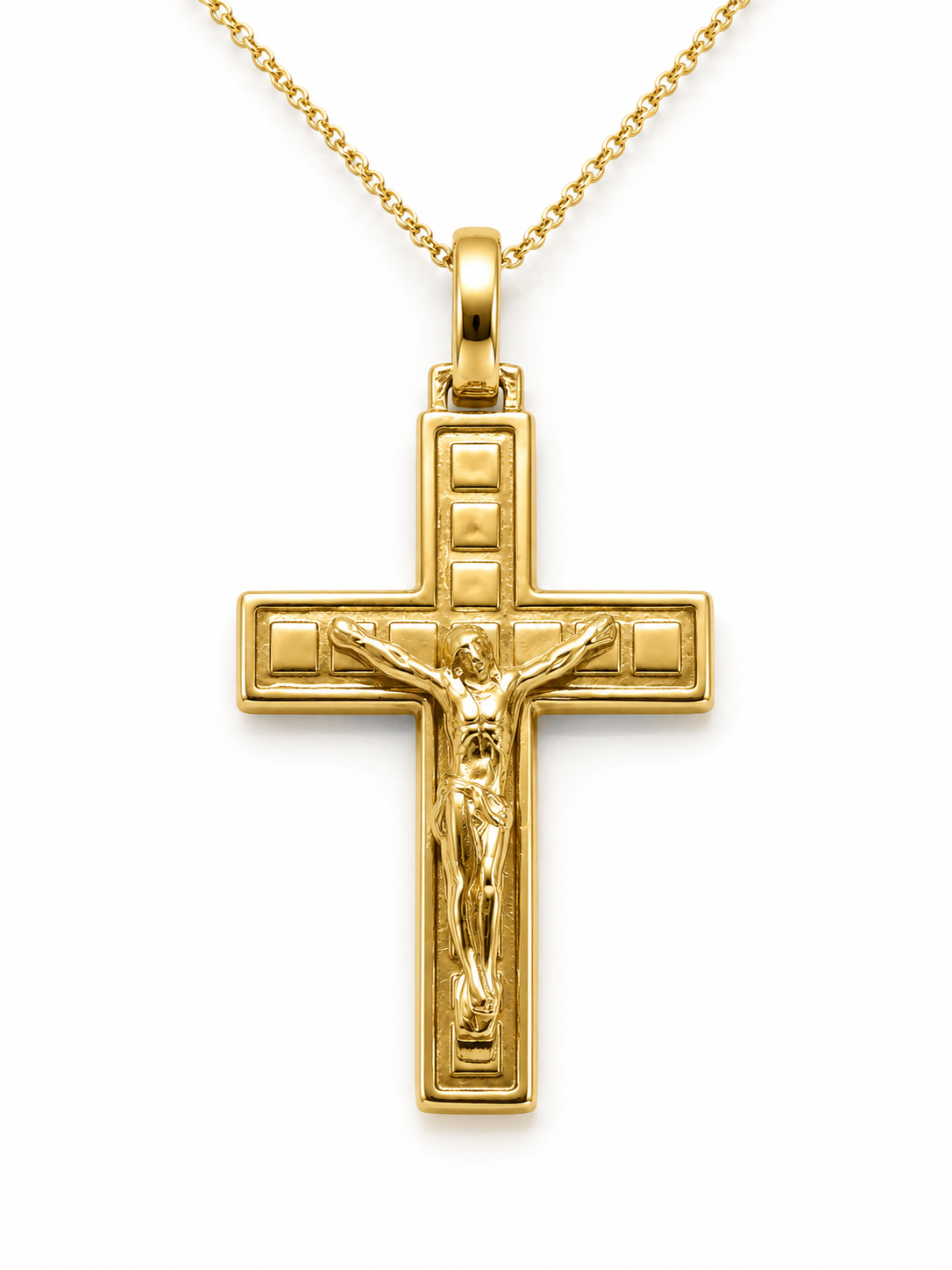 18KY Estate Cross with Crucifix Pendant