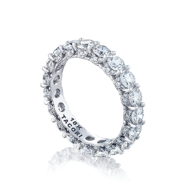 18K WHITE GOLD CLASSIC CRESCENT DIAMOND BAND
