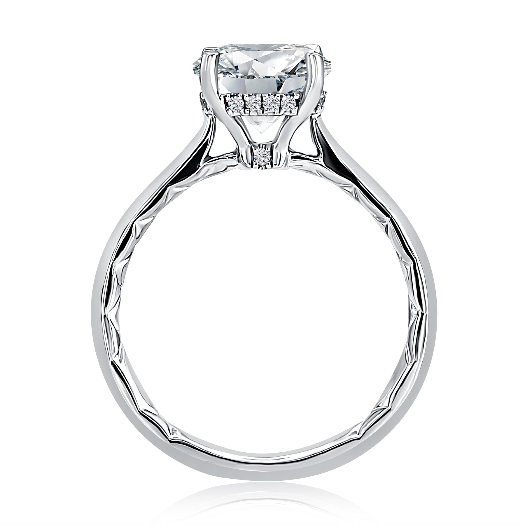 14KW A. Jaffe Round Solitaire Engagement Ring with Under Halo