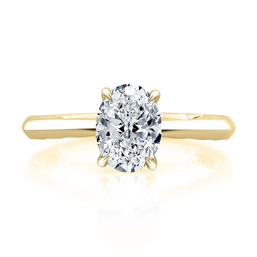 14KY A. Jaffe Oval Solitaire Engagement Ring with Under Halo