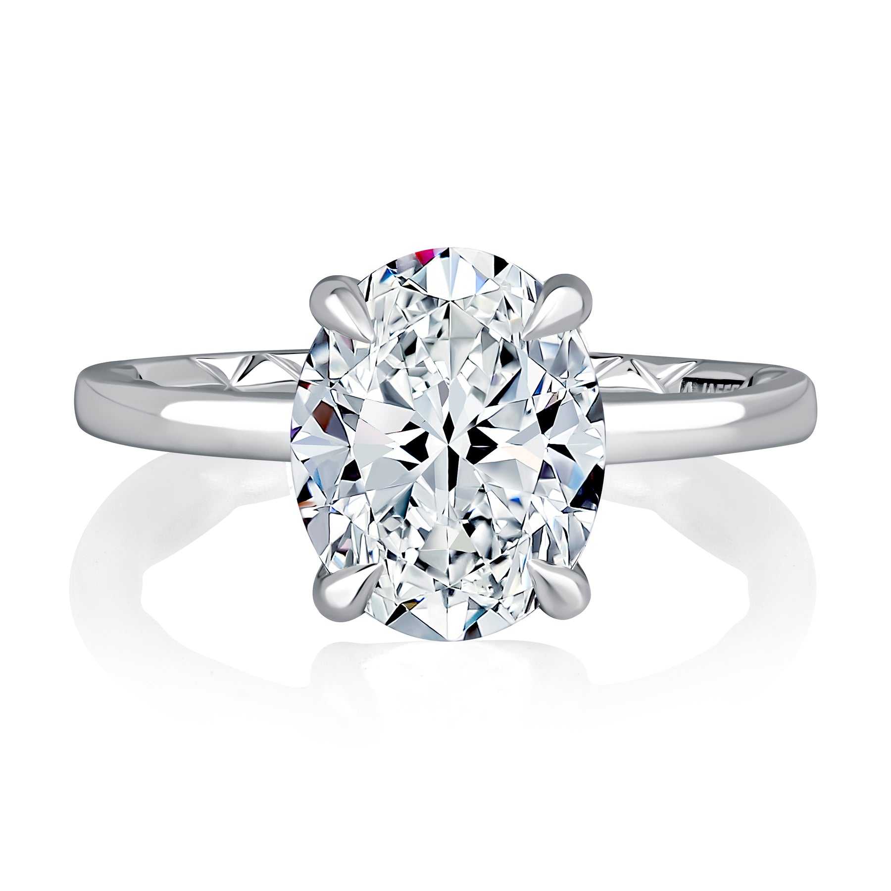 14KW A. Jaffe Oval Solitaire Engagement Ring with Under Halo