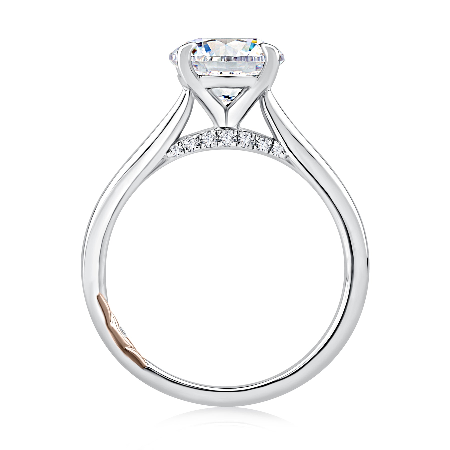 14KW A. Jaffe Round Solitaire Engagement Ring with Diamond Accent