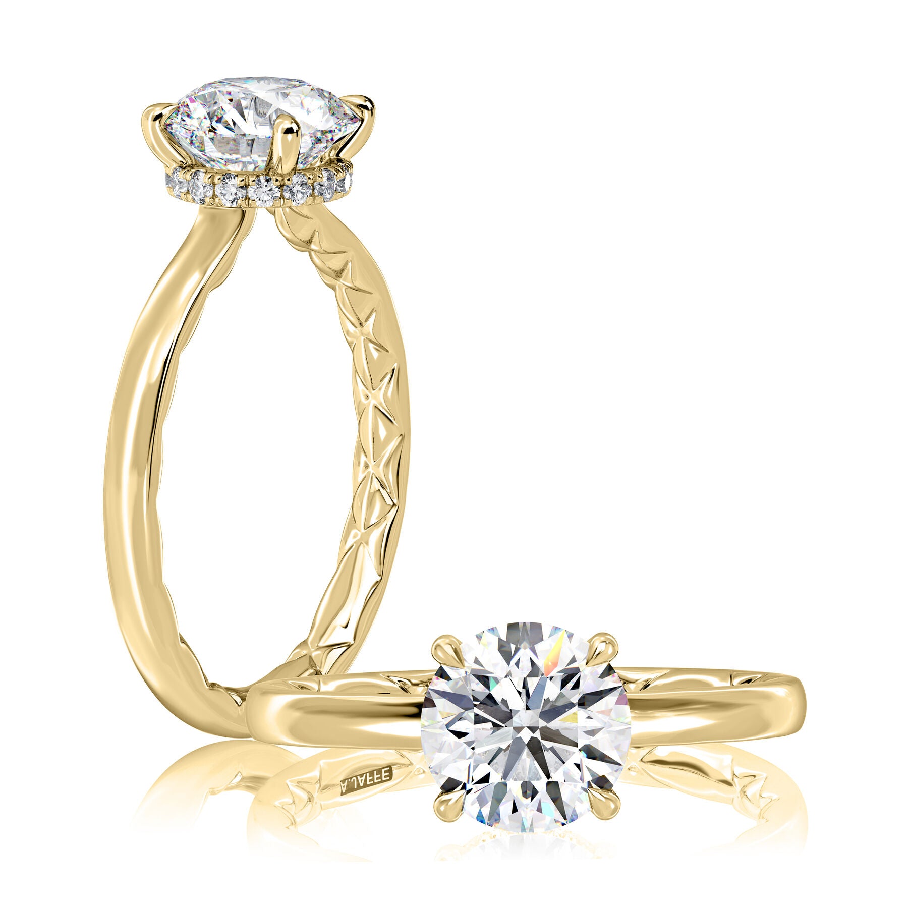 A 14K YELLOW GOLD SOLITAIRE DIAMOND ENGAGEMENT RING