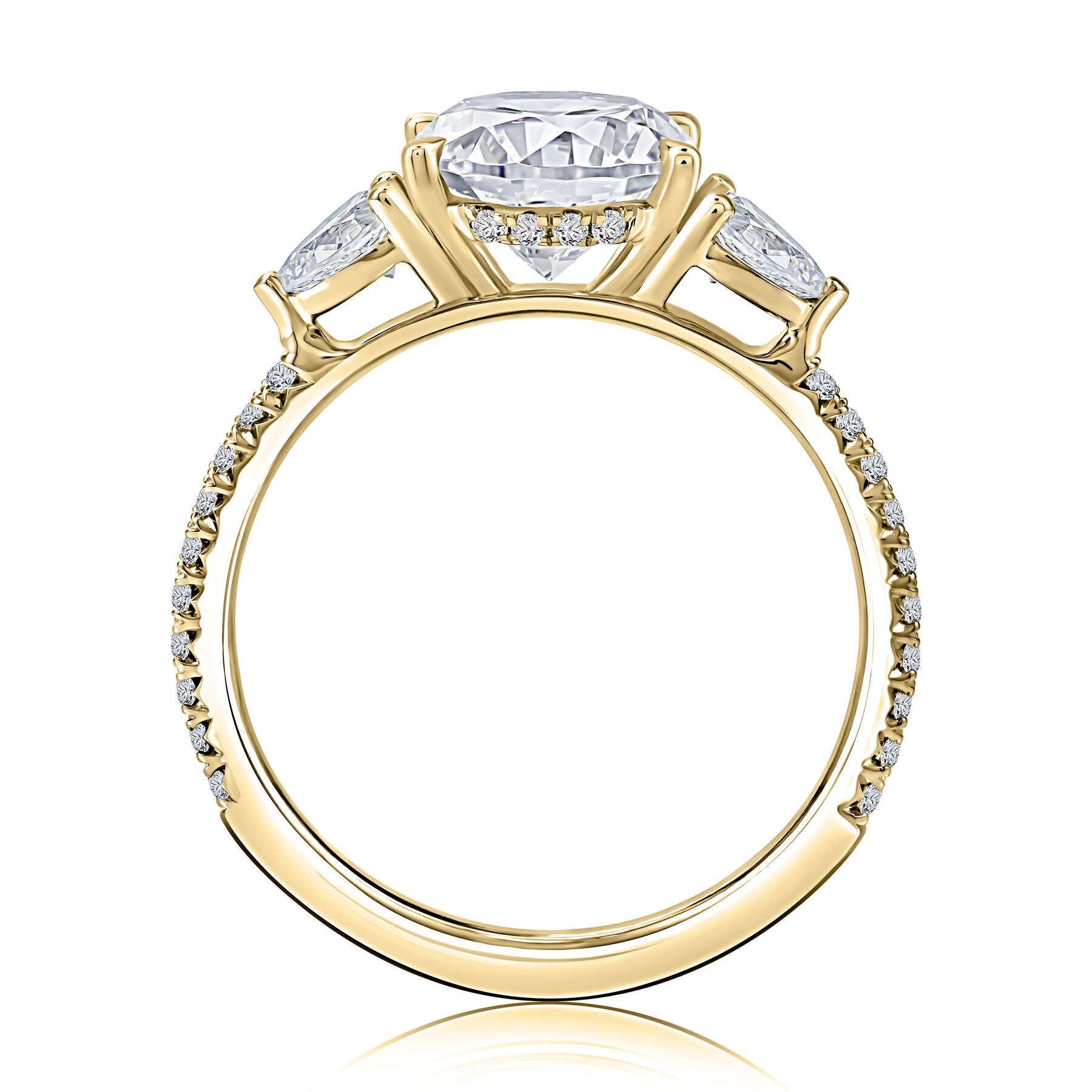 14K YELLOW GOLD 3 TONE DIAMOND ENGAGEMENT RING