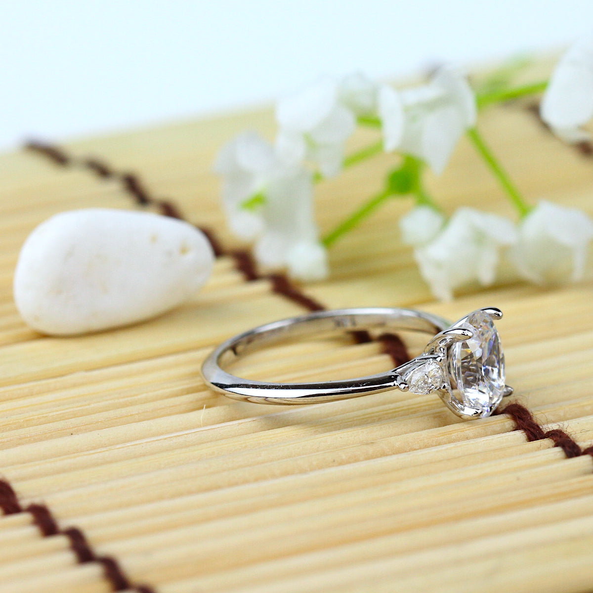 18KW Parade Classic Three Stone Semi-Mount Engagement Ring